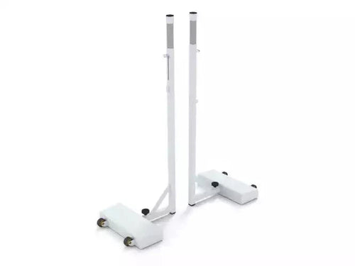 Professional mobile badminton posts height adjustable from 1.39m to 1.55m with wheels