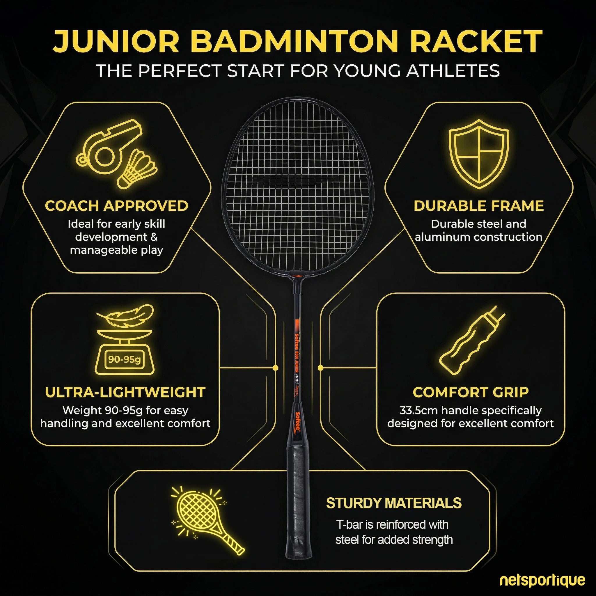 Junior badminton racket