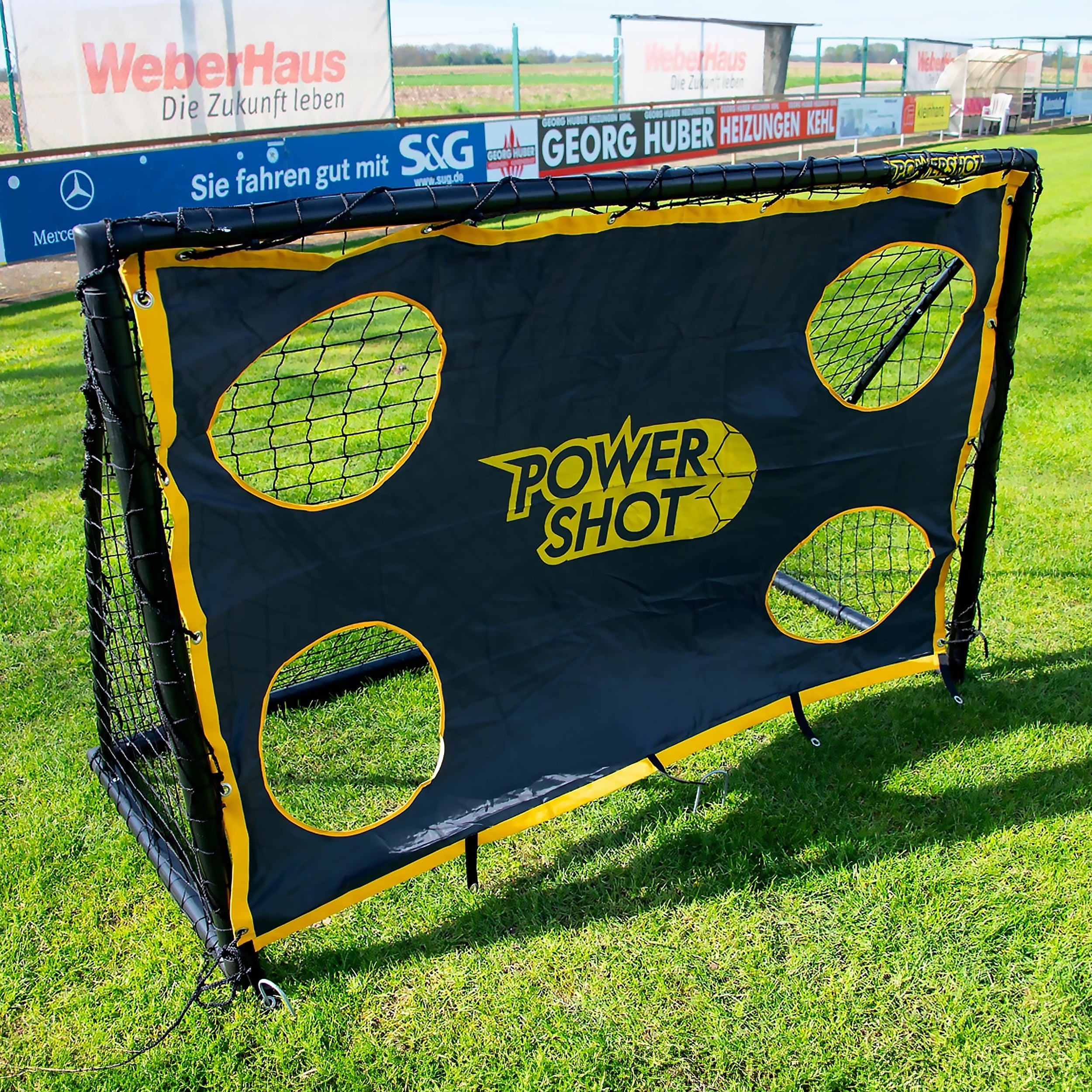 Football goal - 1.8m x 1.2m - uPVC black with Black shooting wall Powershot