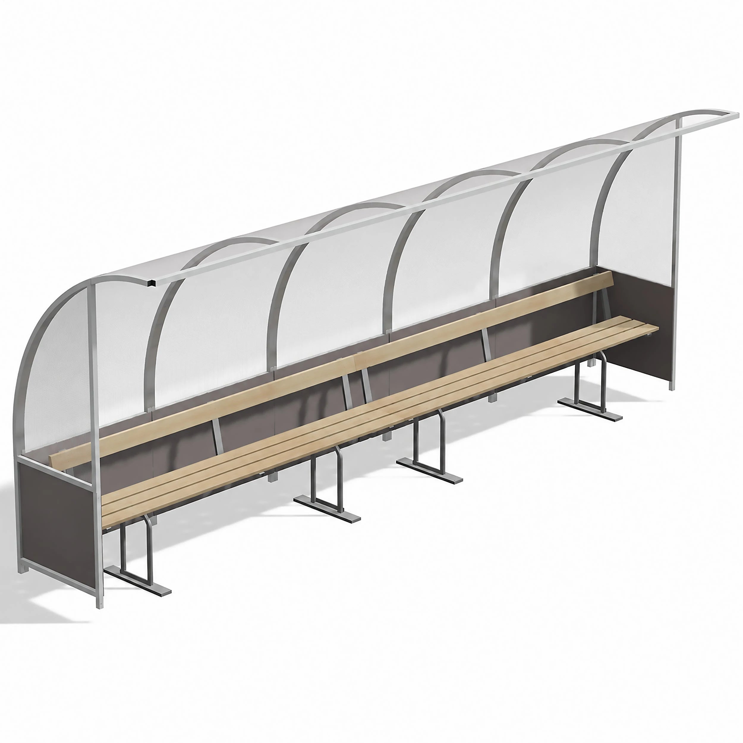 Coach shelter 1 wooden bench - 3m 6 seats Powershot