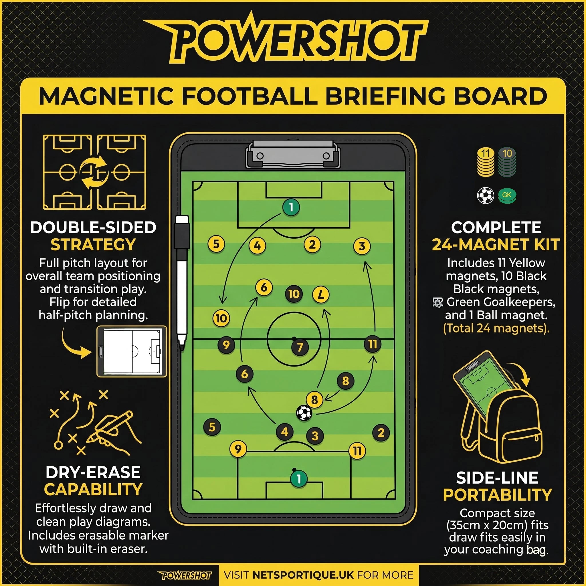 Magnetic tactical football sign - 35cm x 20cm