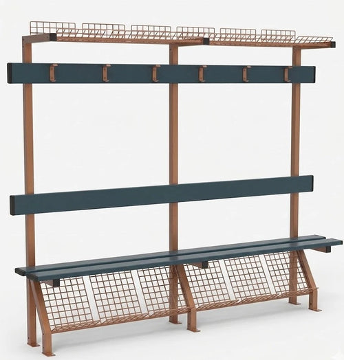 6-Seater Sports Facility Bench with wire - 10 x 2,5 x 1,6 x 192,2 cm Netsportique