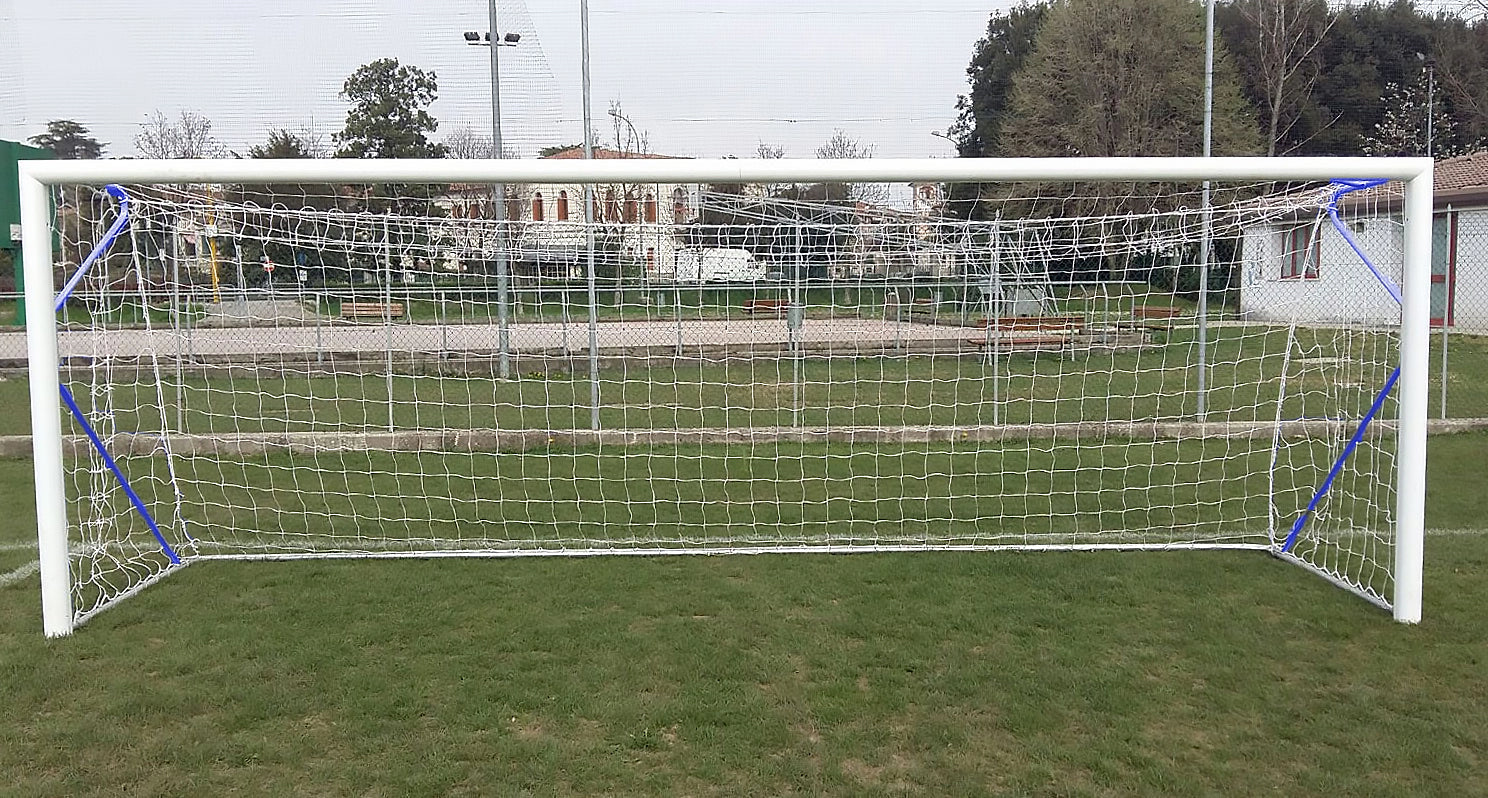 Transportable 8-a-side football goal aluminium with net - 6m x 2.1m - 80mm Powershot