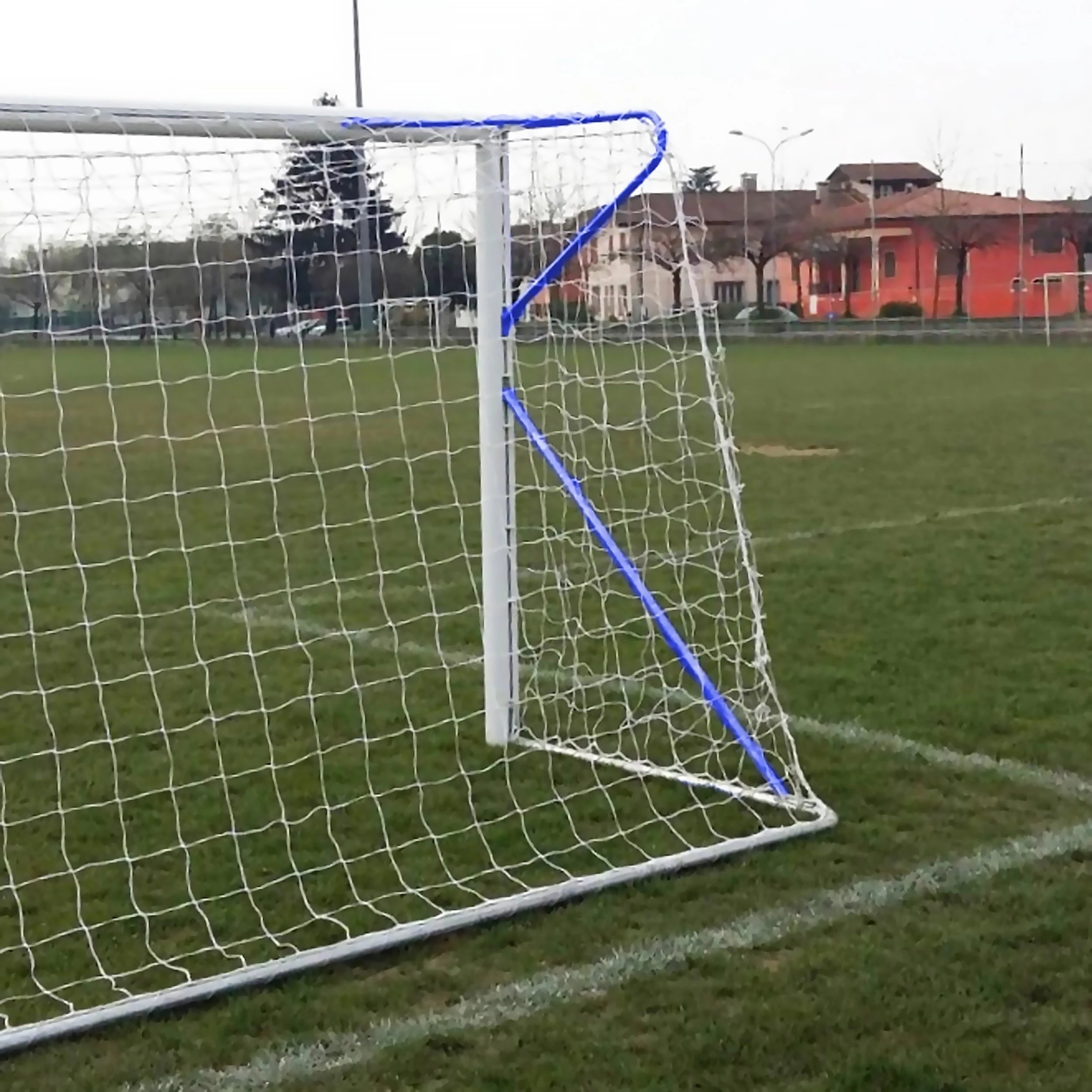Transportable 8-a-side football goal aluminium with net - 6m x 2.1m - 80mm Powershot