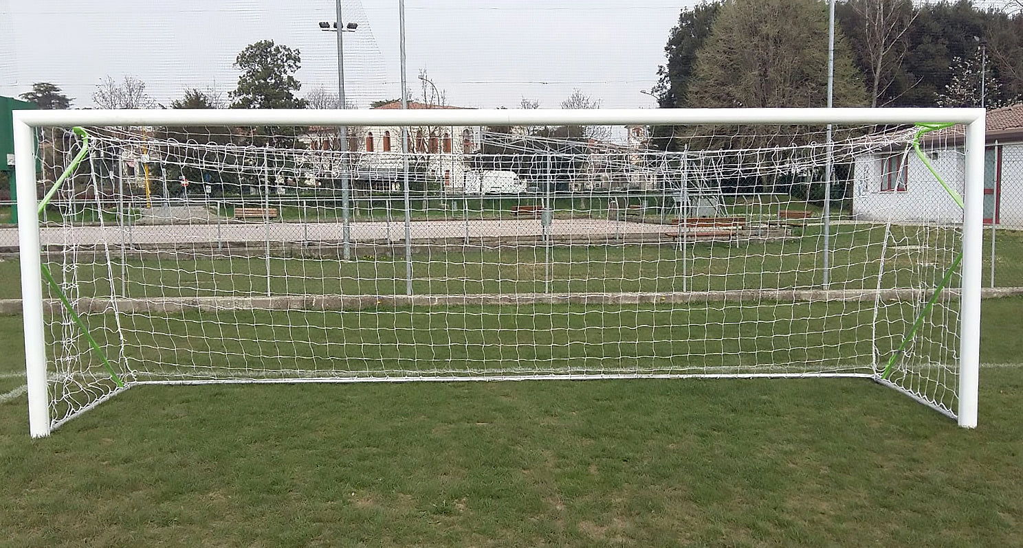 Transportable 8-a-side football goal aluminium with net - 6m x 2.1m - 80mm Powershot