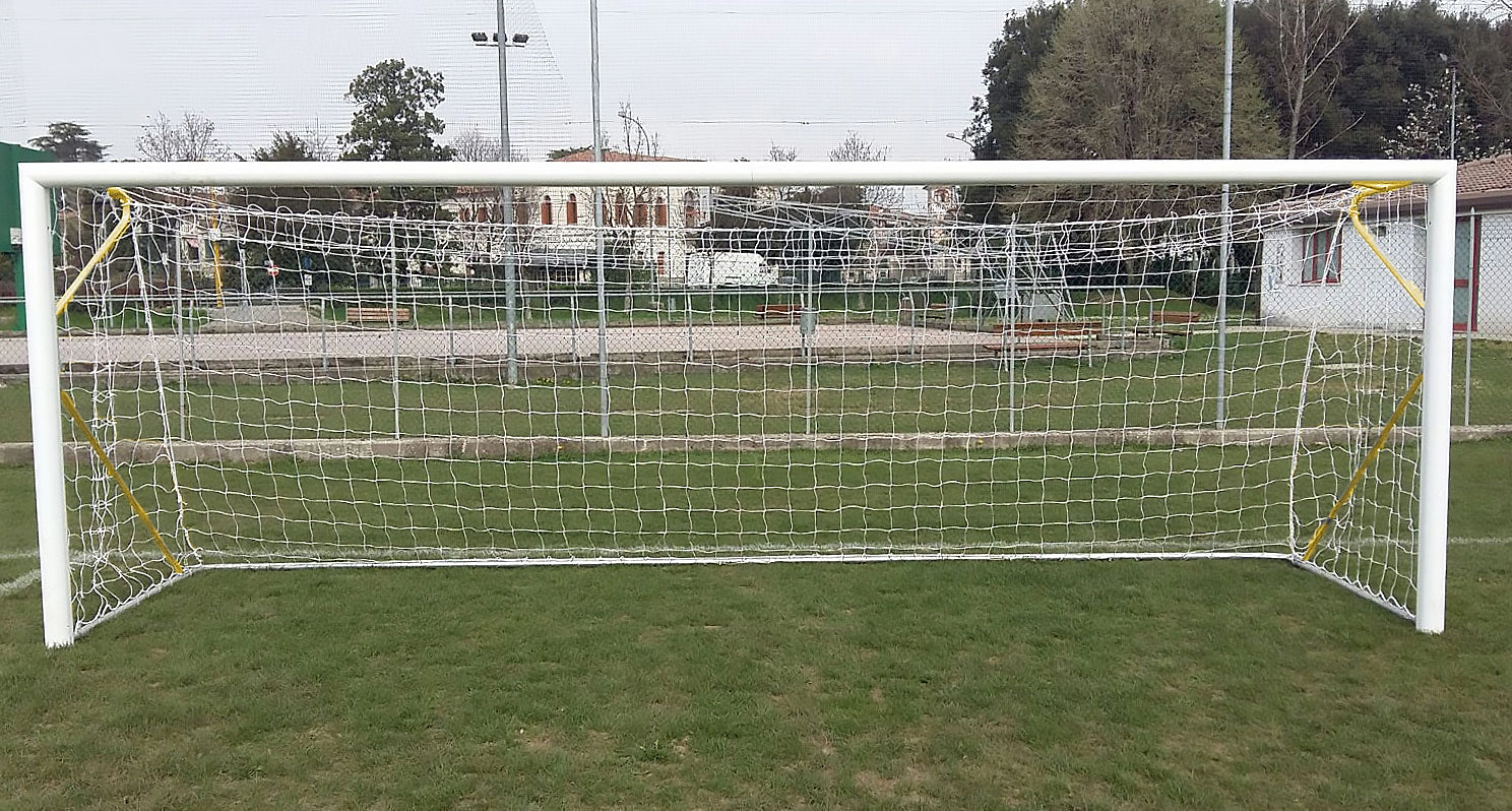 Transportable 8-a-side football goal aluminium with net - 6m x 2.1m - 80mm Powershot