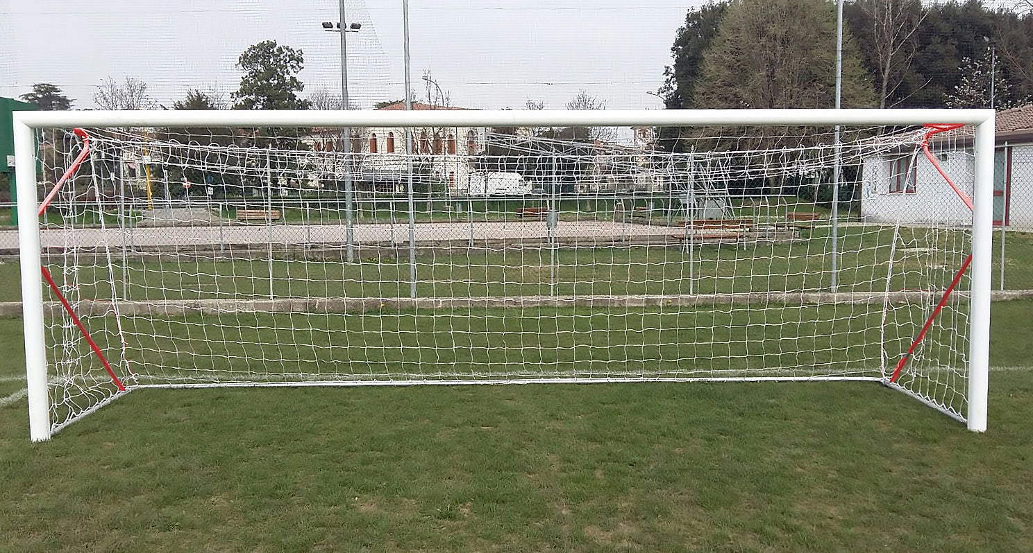 Transportable 8-a-side football goal aluminium with net - 6m x 2.1m - 80mm Powershot