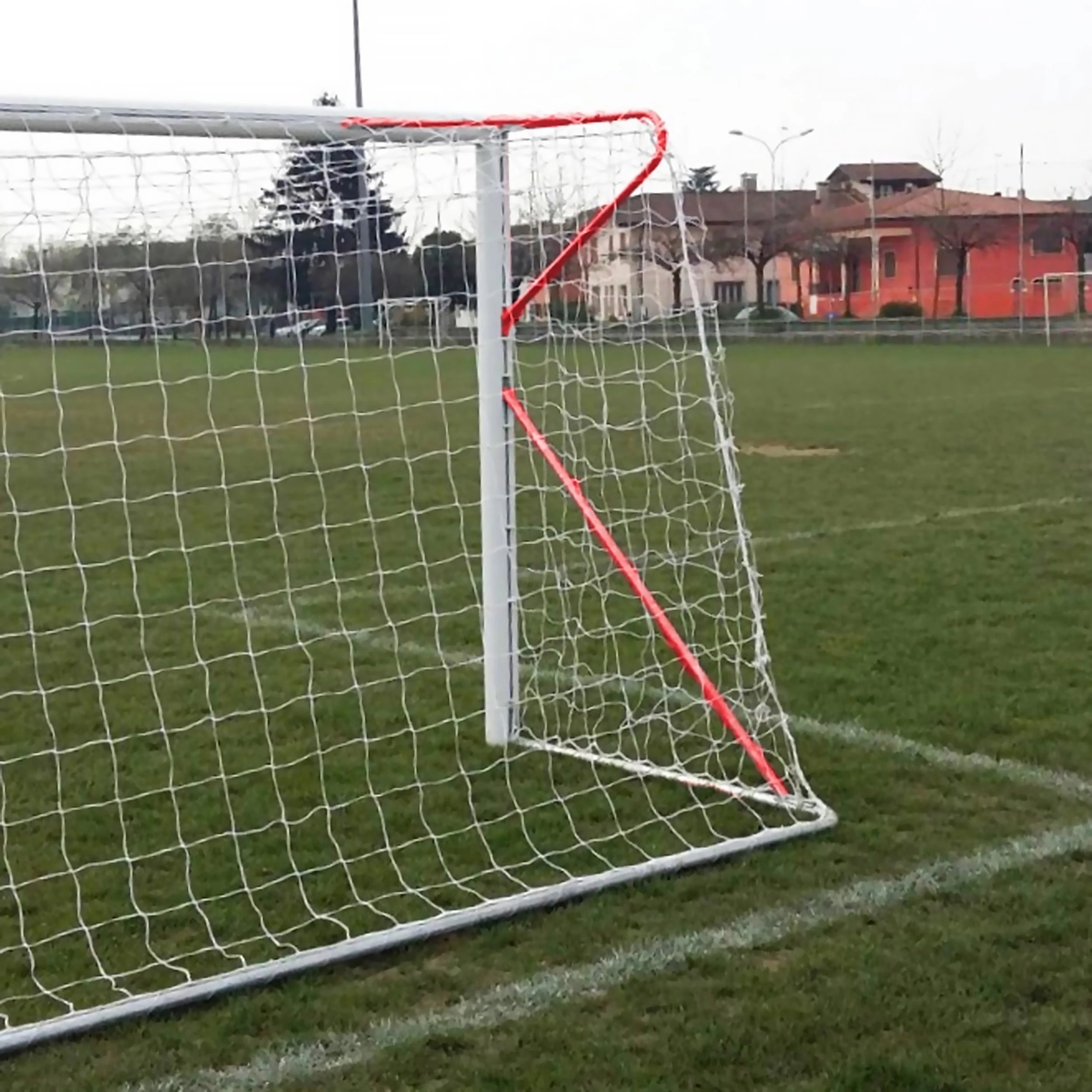 Transportable 8-a-side football goal aluminium with net - 6m x 2.1m - 80mm Powershot