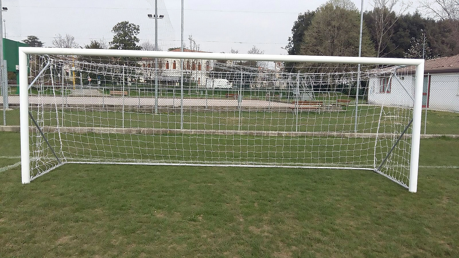 Transportable 8-a-side football goal aluminium with net - 6m x 2.1m - 80mm Powershot