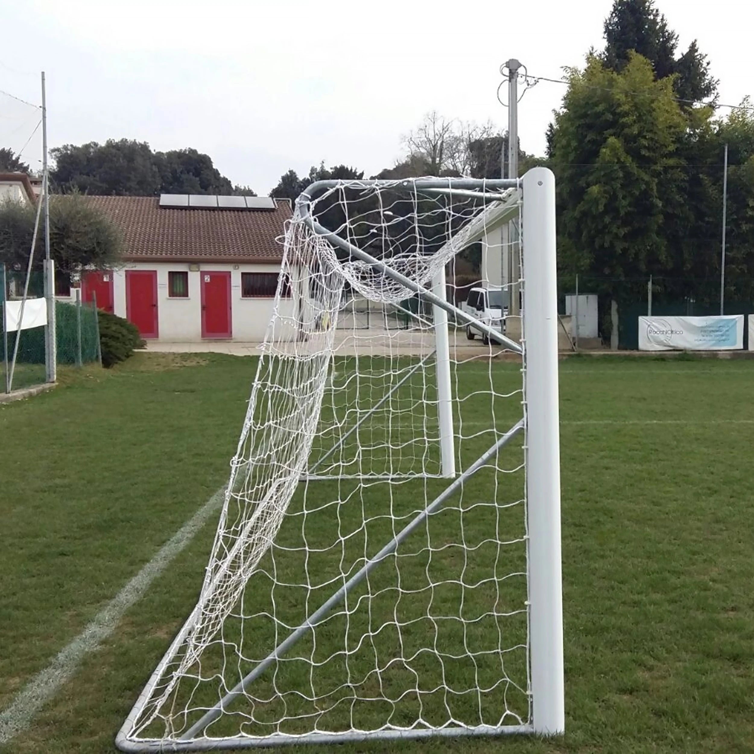 Transportable 8-a-side football goal aluminium with net - 6m x 2.1m - 80mm Powershot