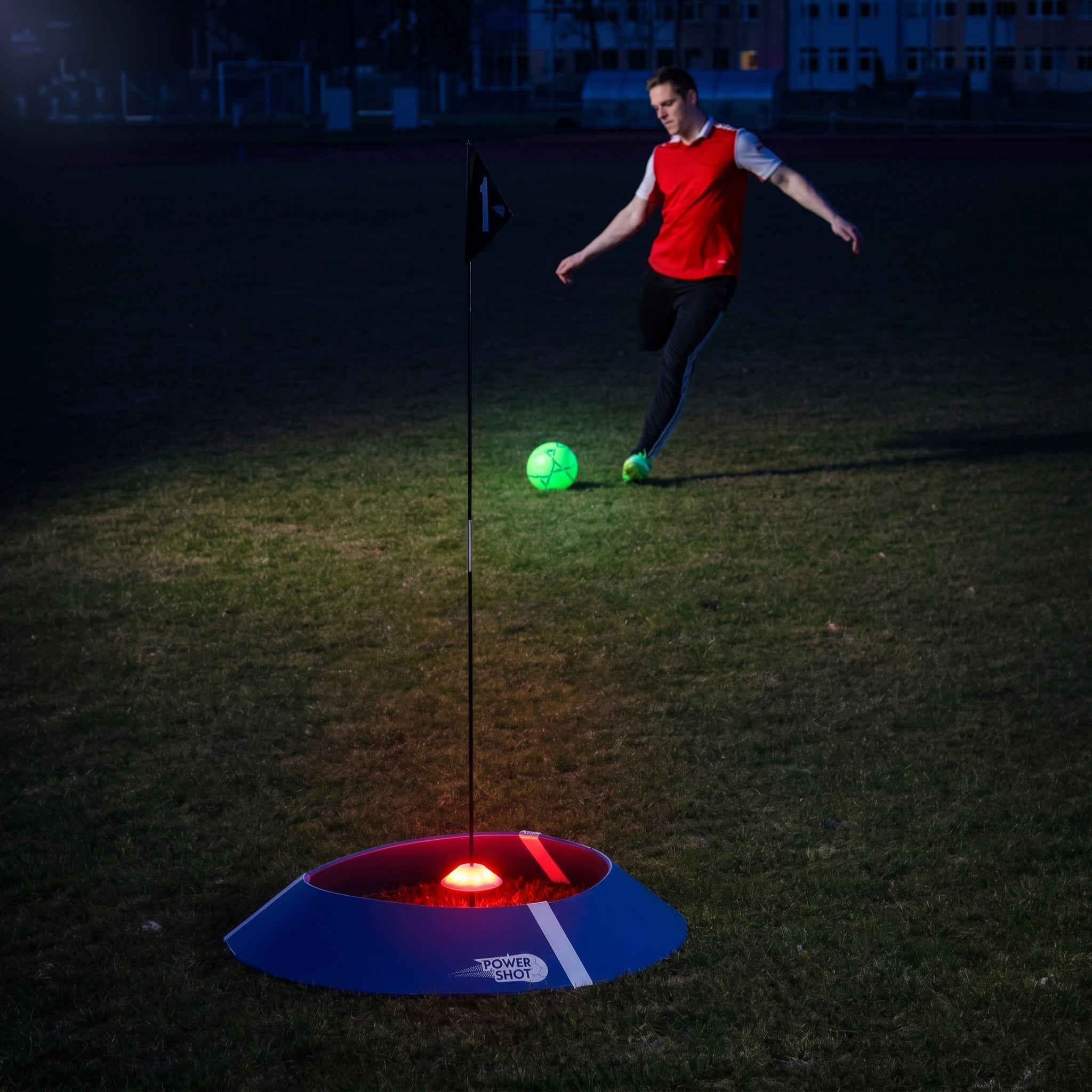 Foot golf target kit with lighted target Powershot