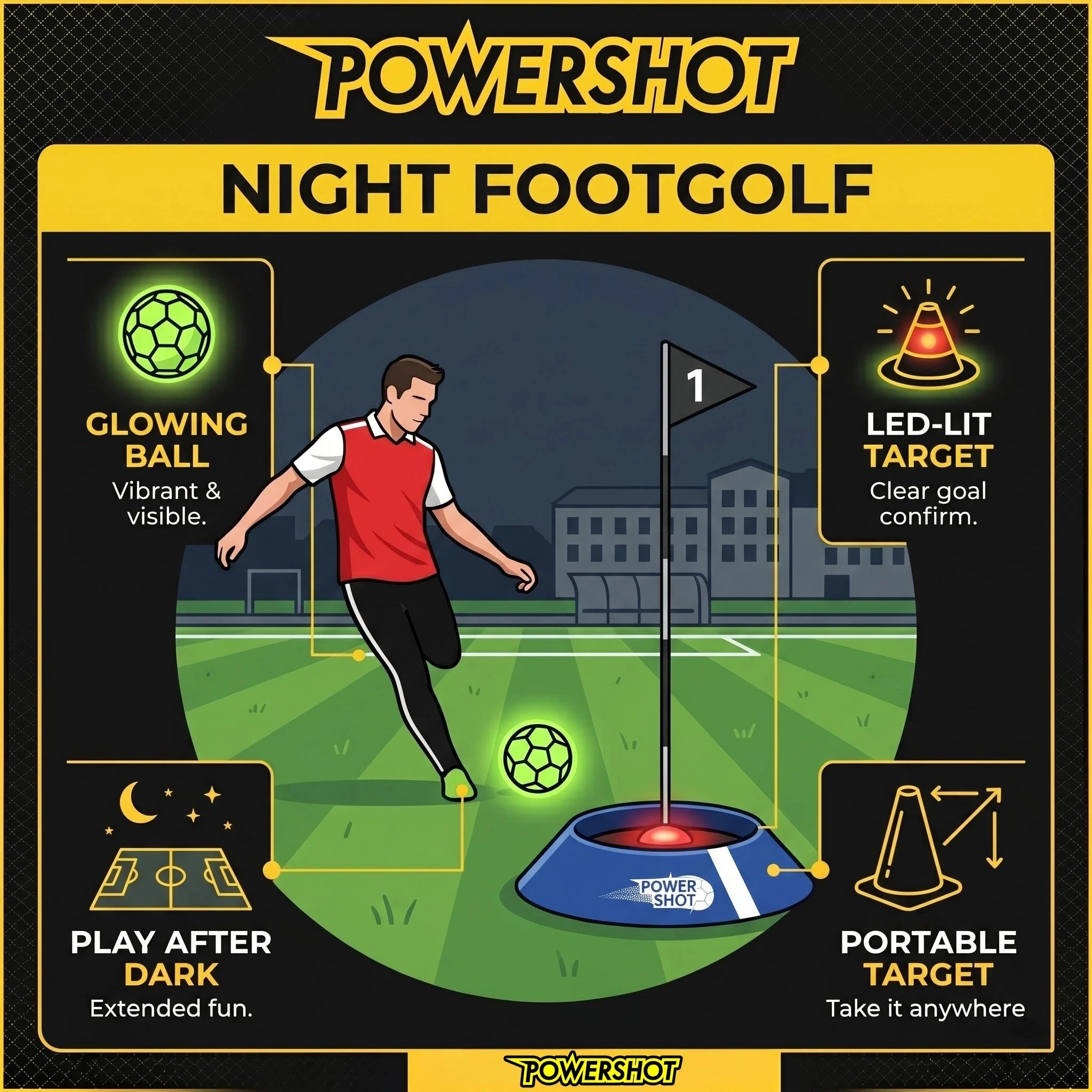 Kit of 3 foot golf targets with lights
