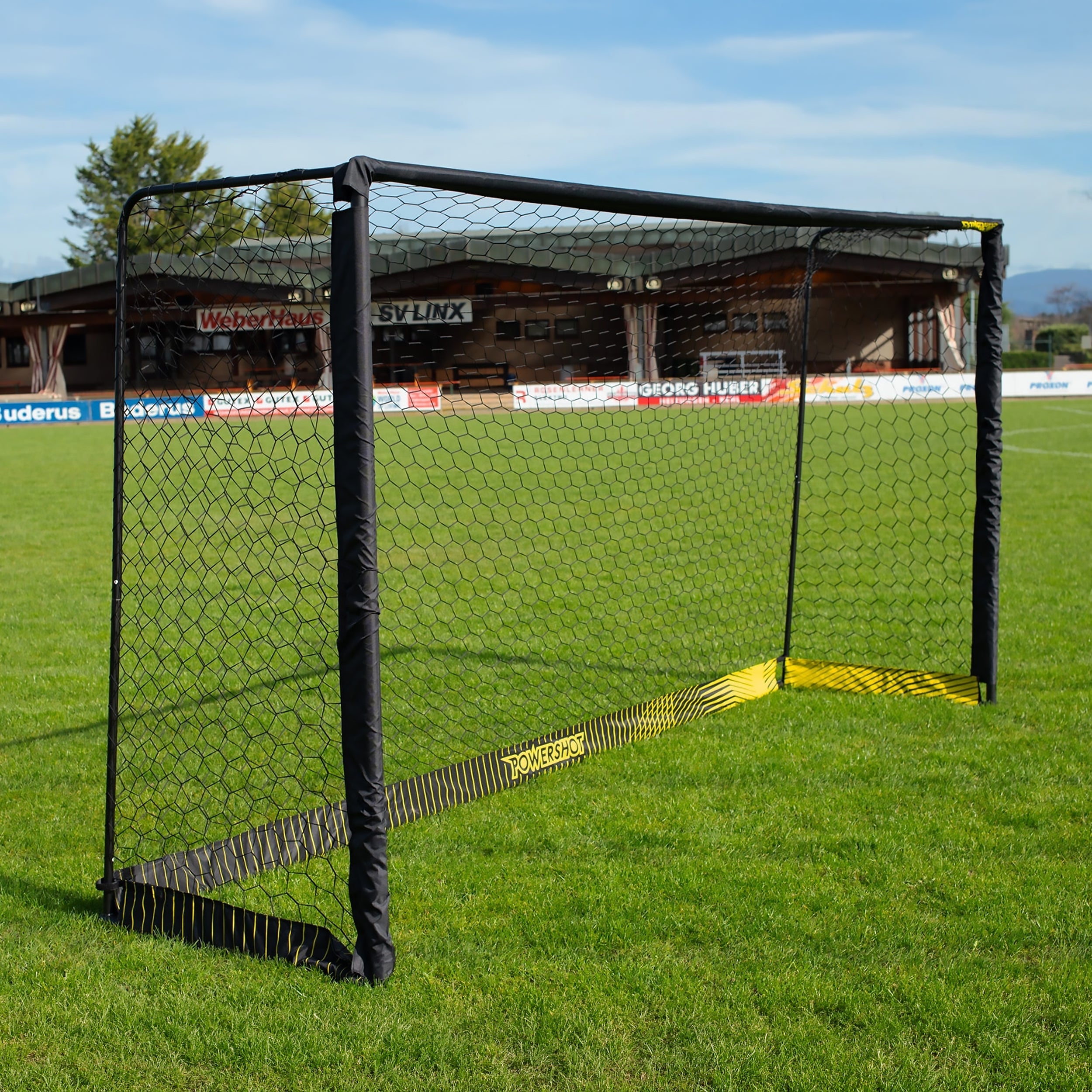 Black steel football goal - 4m x 2m Powershot