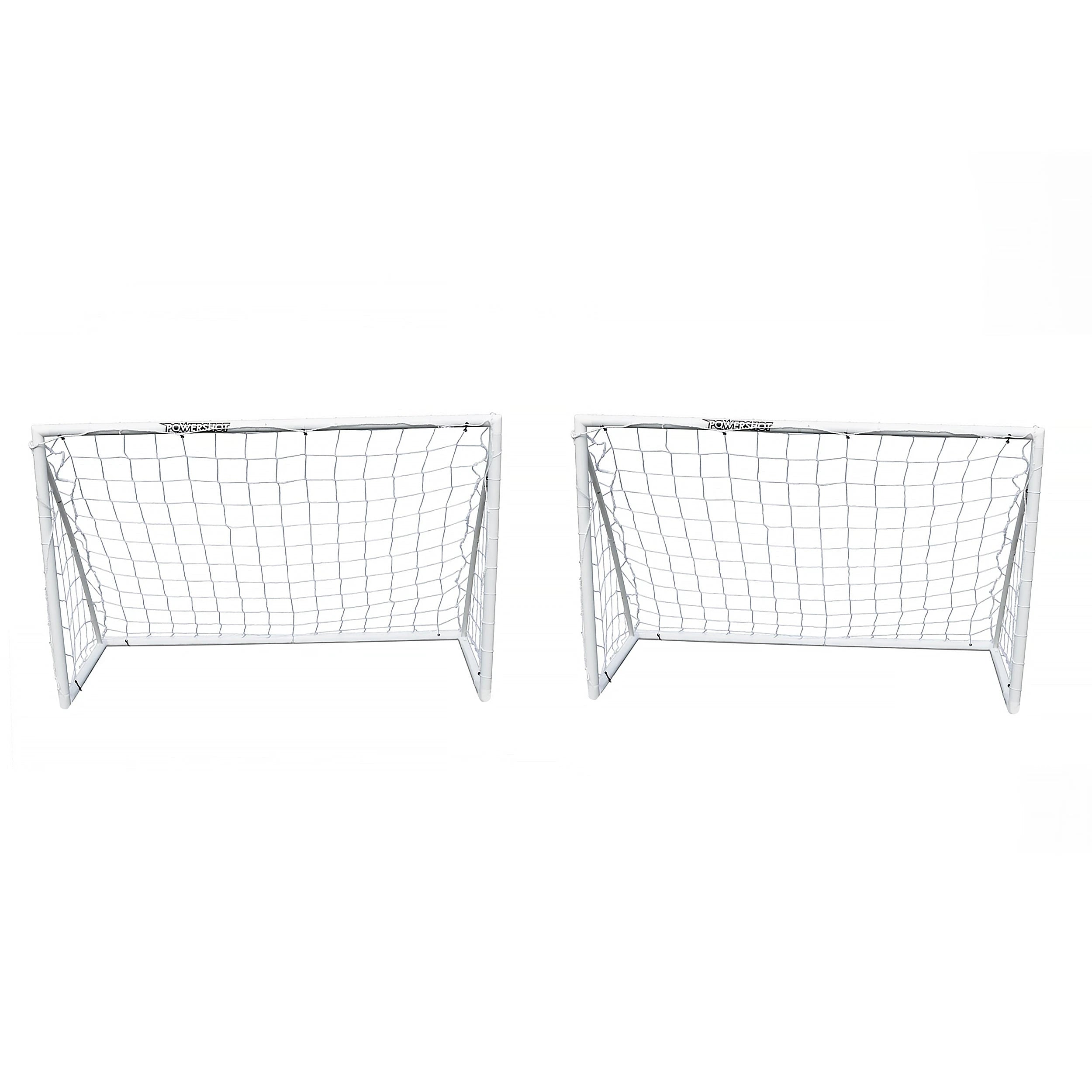 Pair of Football goals - 1.8m x 1.2m uPVC white Powershot