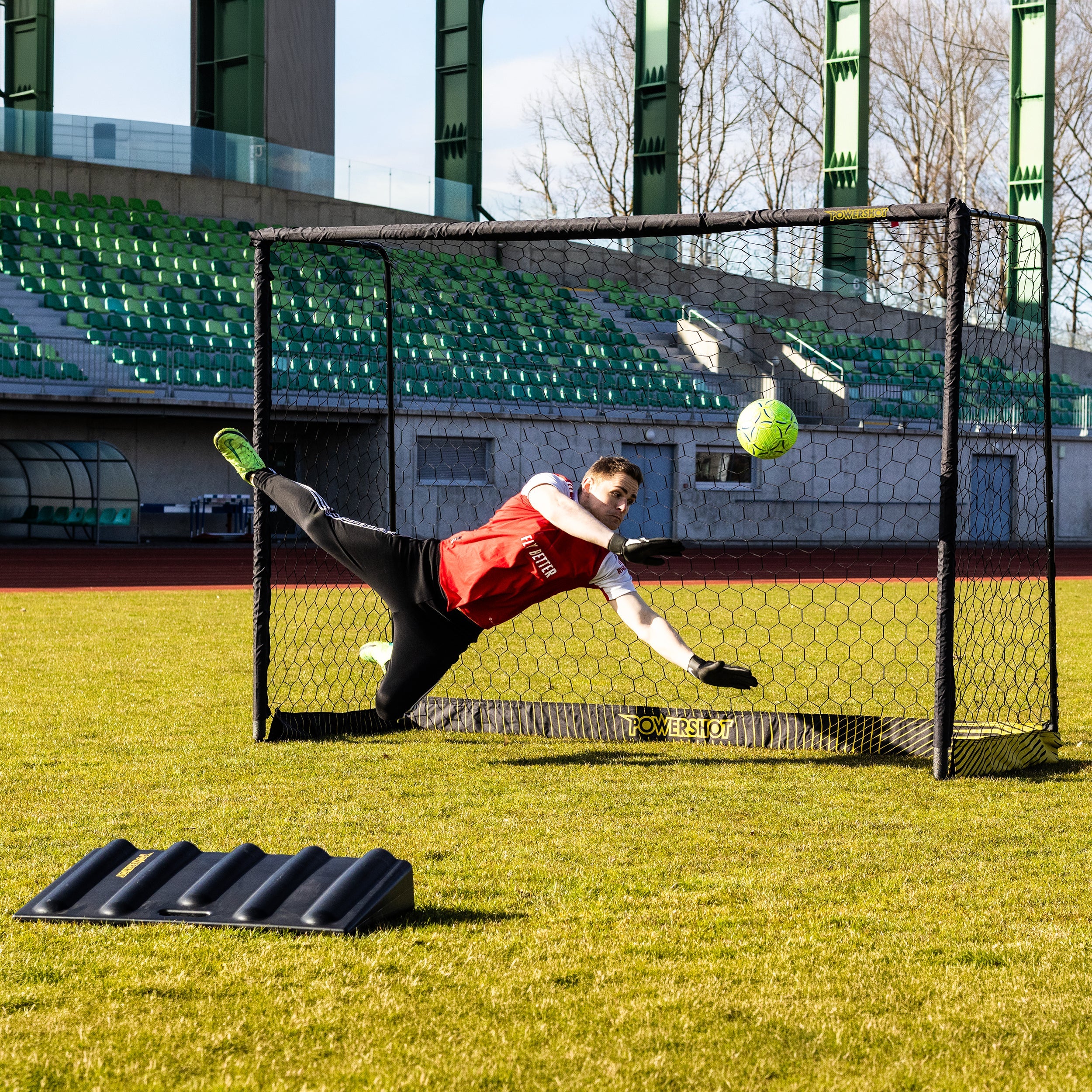 Black steel football goal - 3m x 2m Powershot