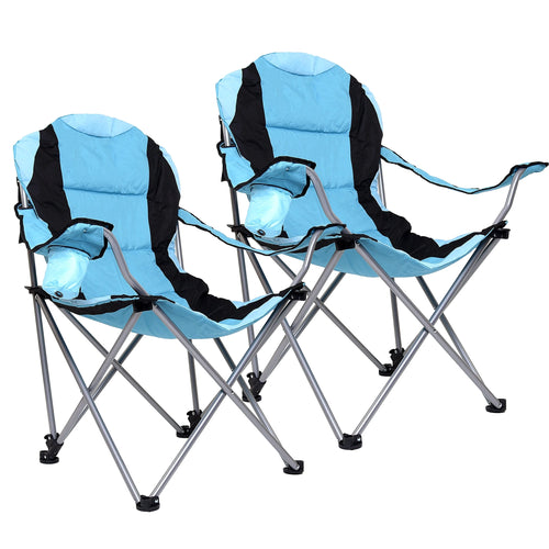 Set of 2 padded camping chairs with cup holder and carry bag Powershot