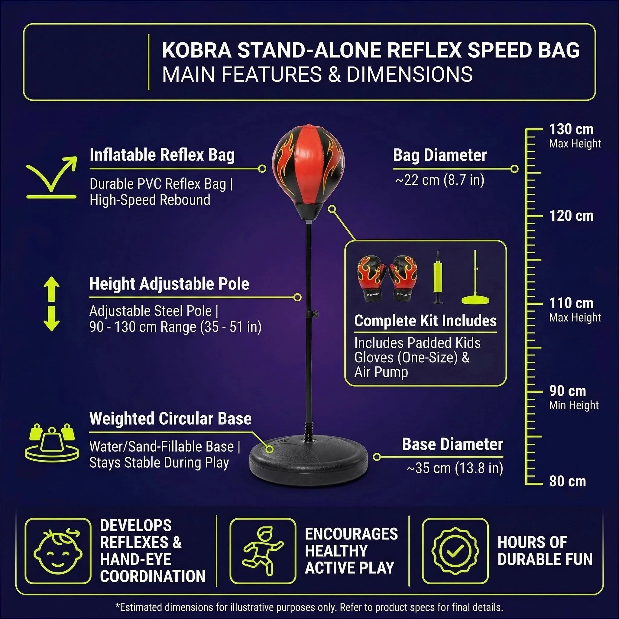 Stand-up punching bag with boxing gloves - Child Powershot