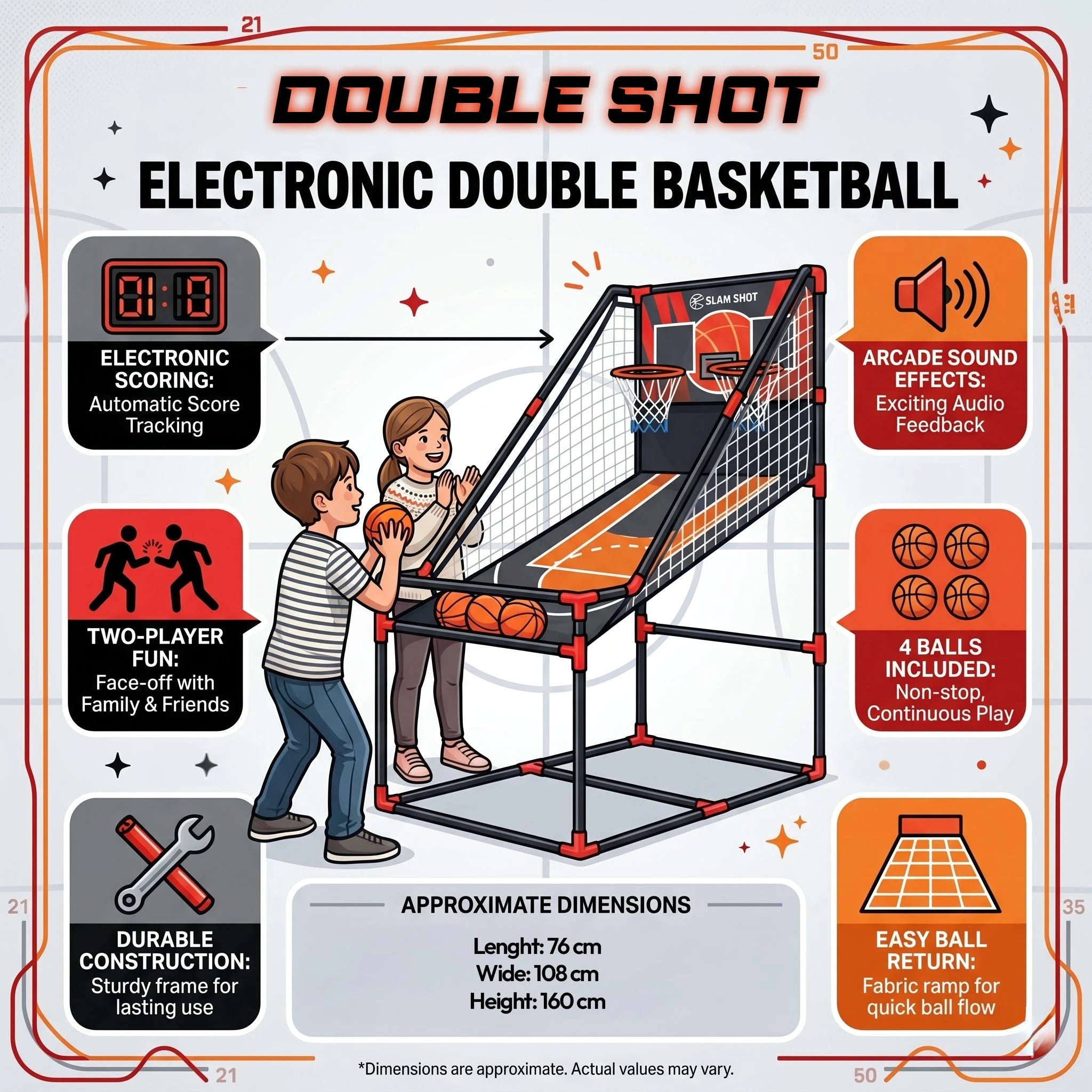 Indoor Basketball Arcade Game for 2 Players