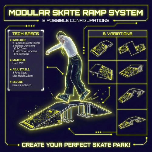 Modular Mini Skateboard Ramp Set - 6 configurations Powershot