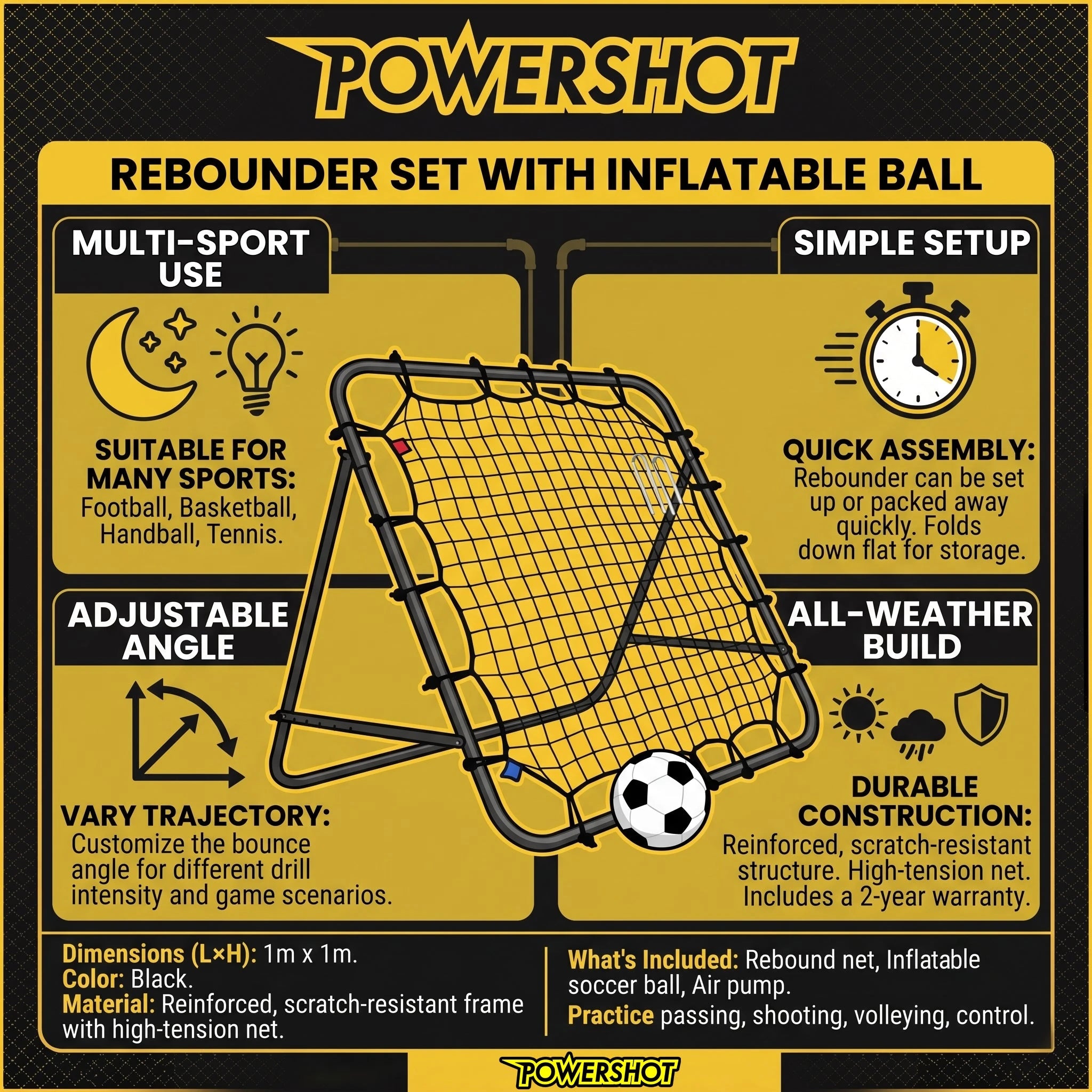 Rebounder set with inflatable ball