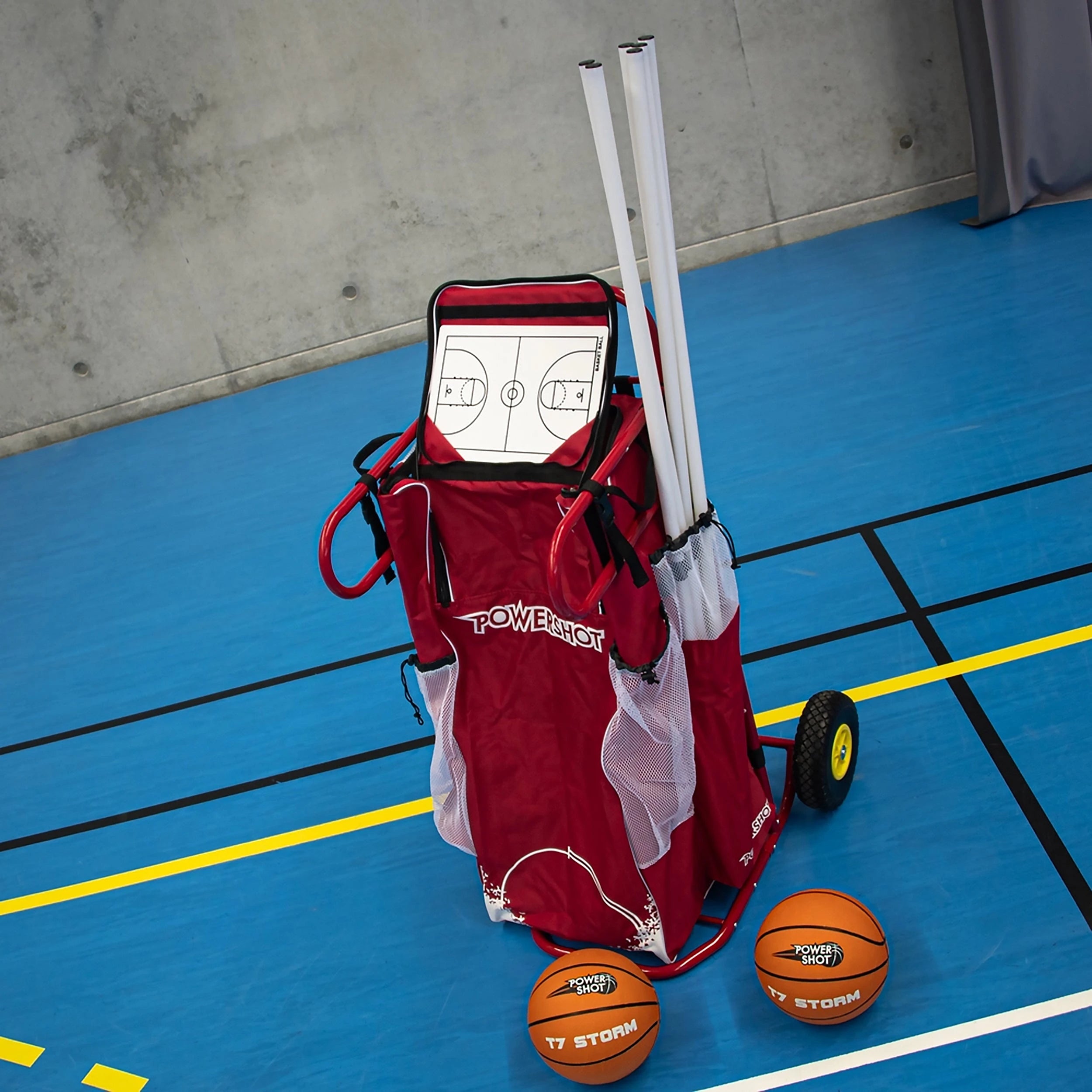 Basketball Equipment Cart with Bib Storage Bag Powershot