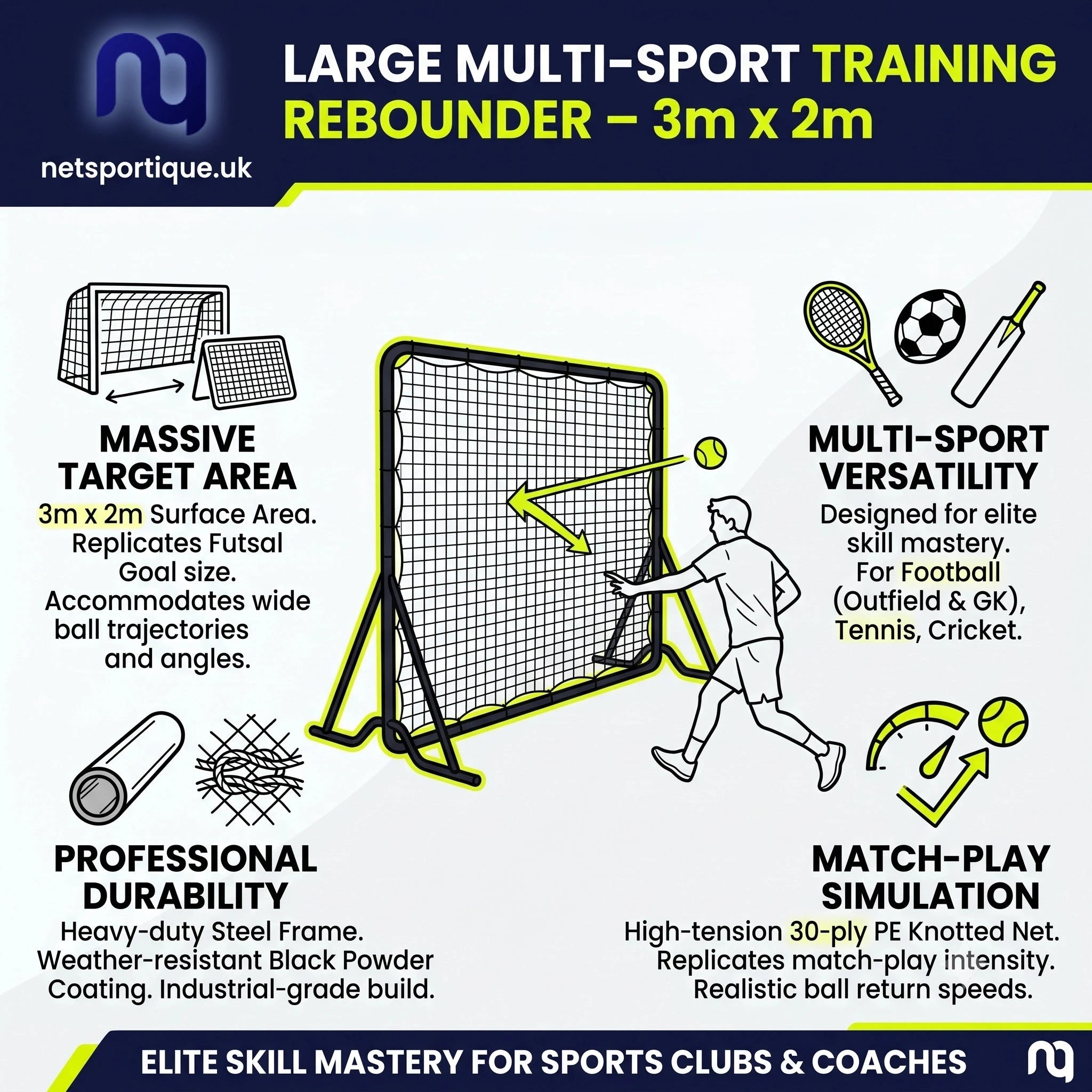 Large Multi-Sport Training Rebounder – 3m x 2m