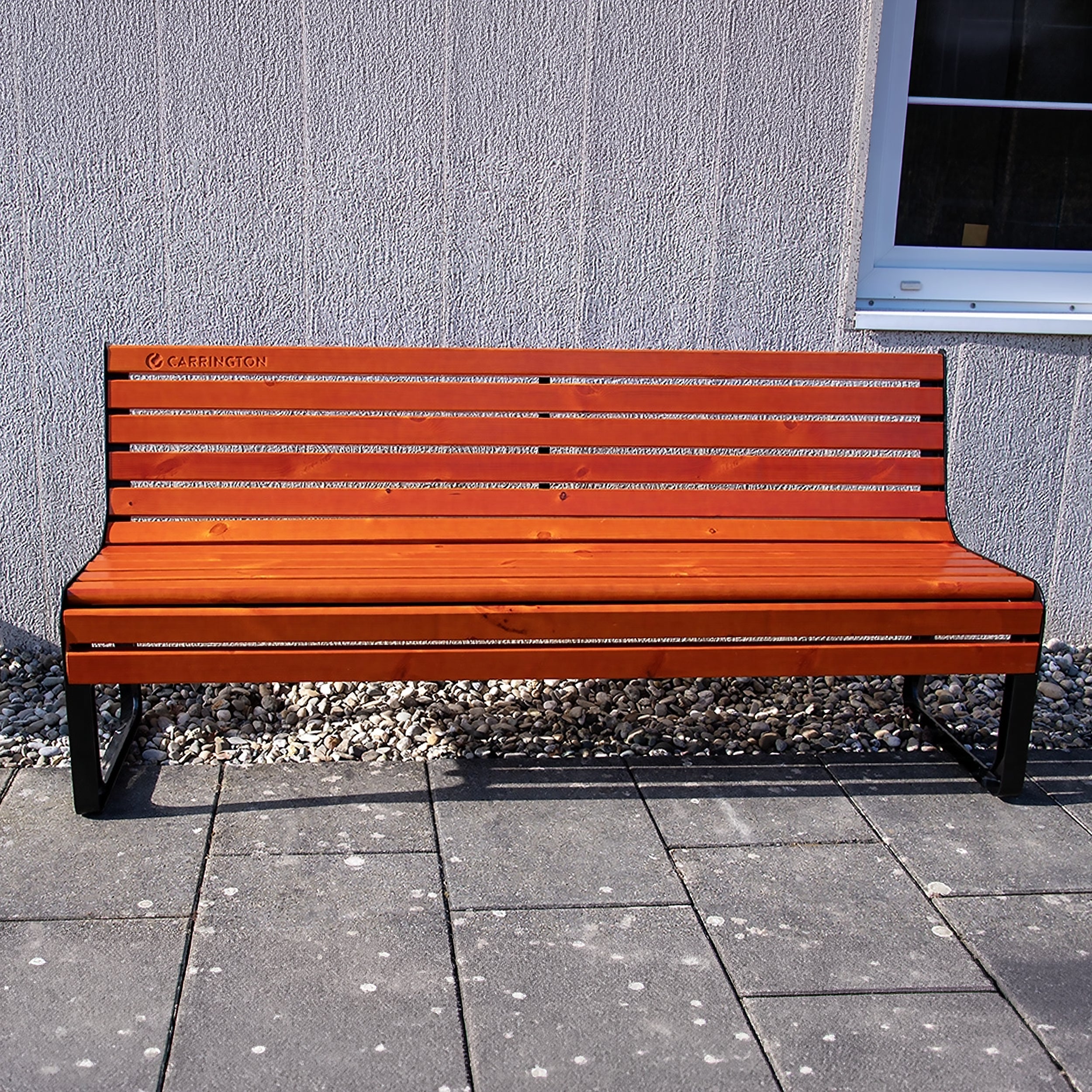 Premium wooden tennis bench with backrest - 196 cm Carrington