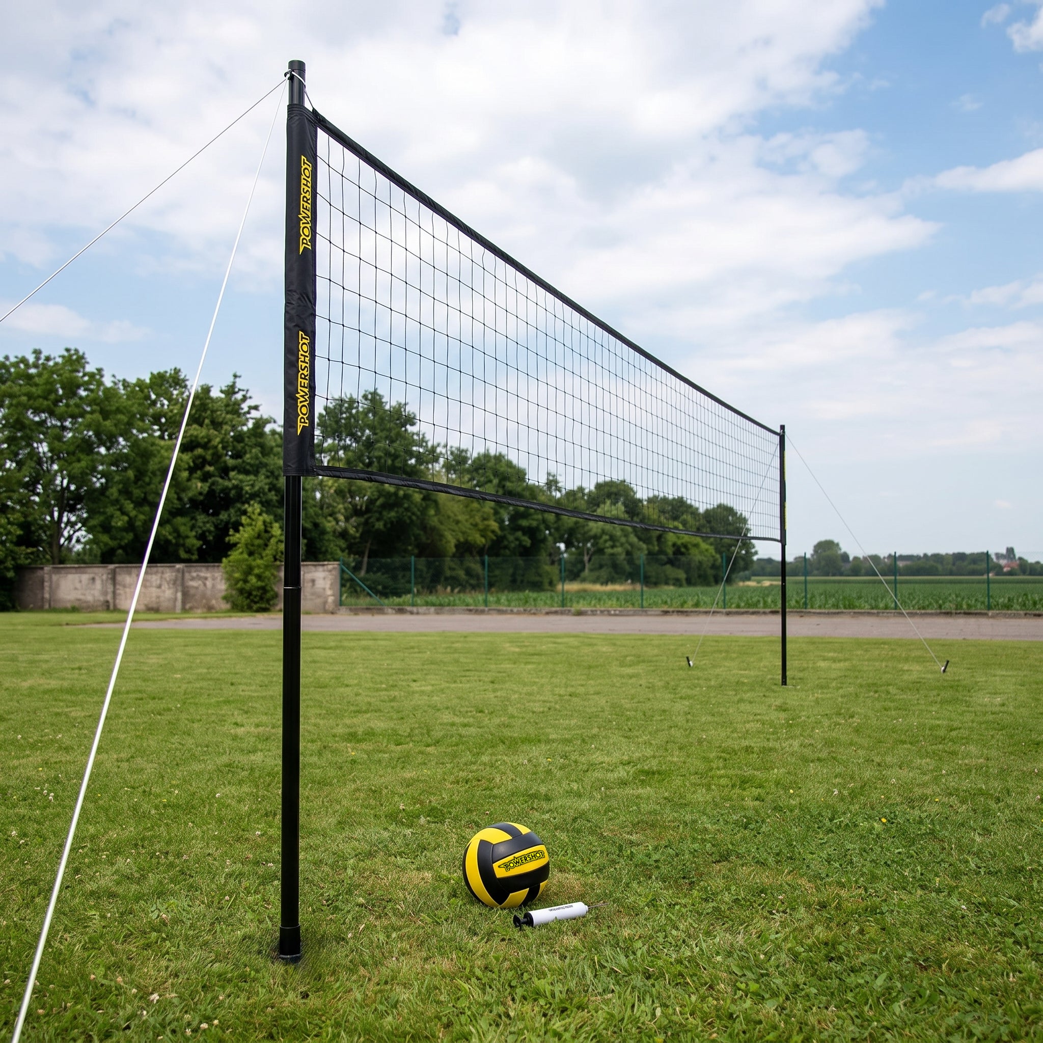 Volleyball set 9.14m with posts, bag, net, ball and pump