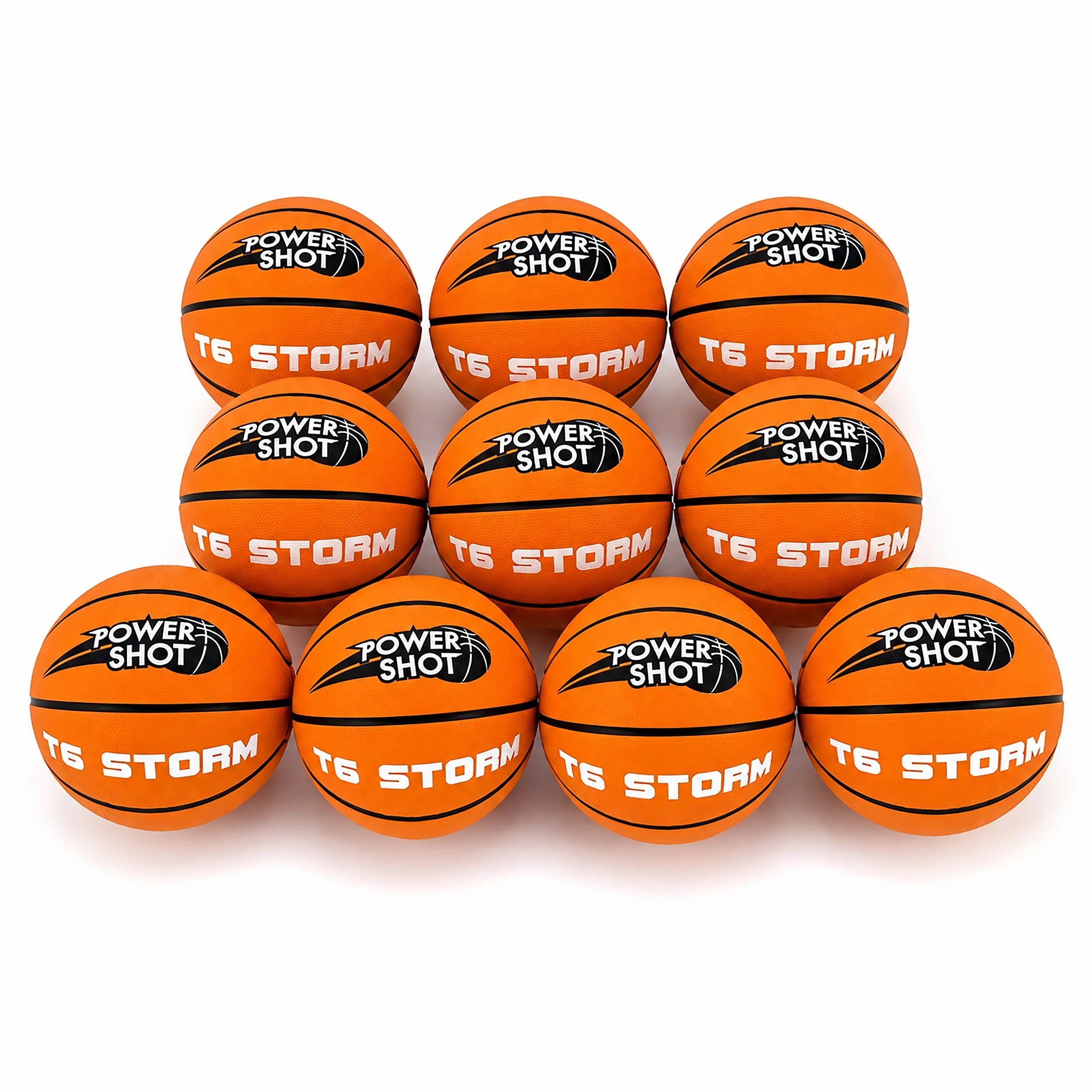 Set of 10 basketballs size 6 with free pump and storage bag