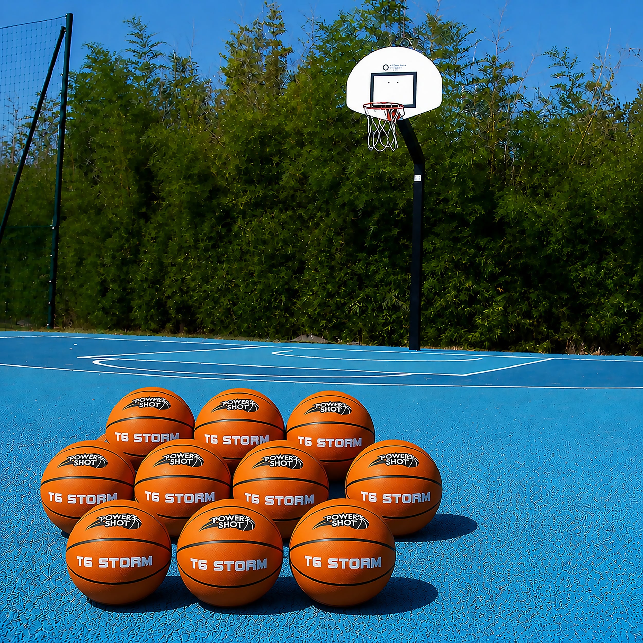 Set of 10 basketballs size 6 with free pump and storage bag