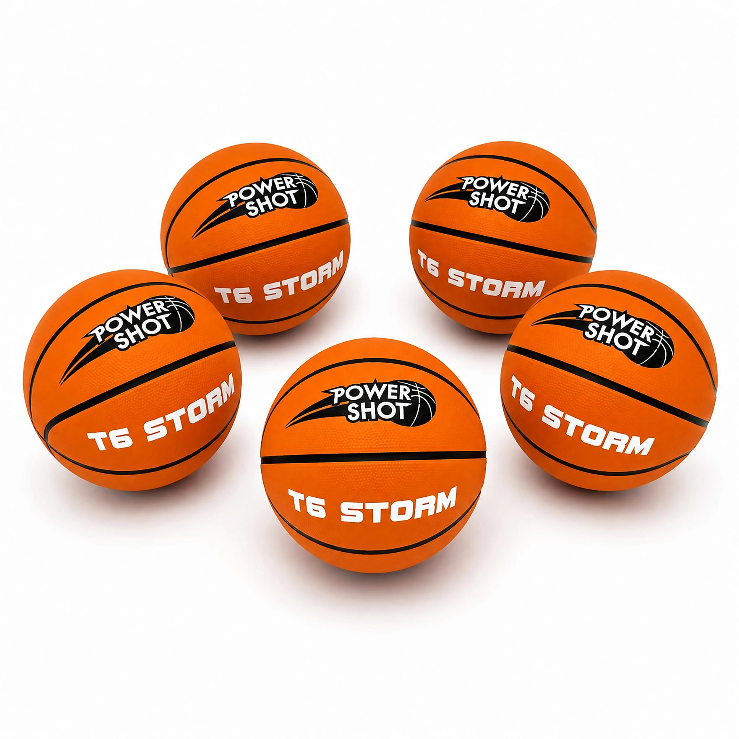 Set of 5 basketballs size 6 with free pump and storage bag