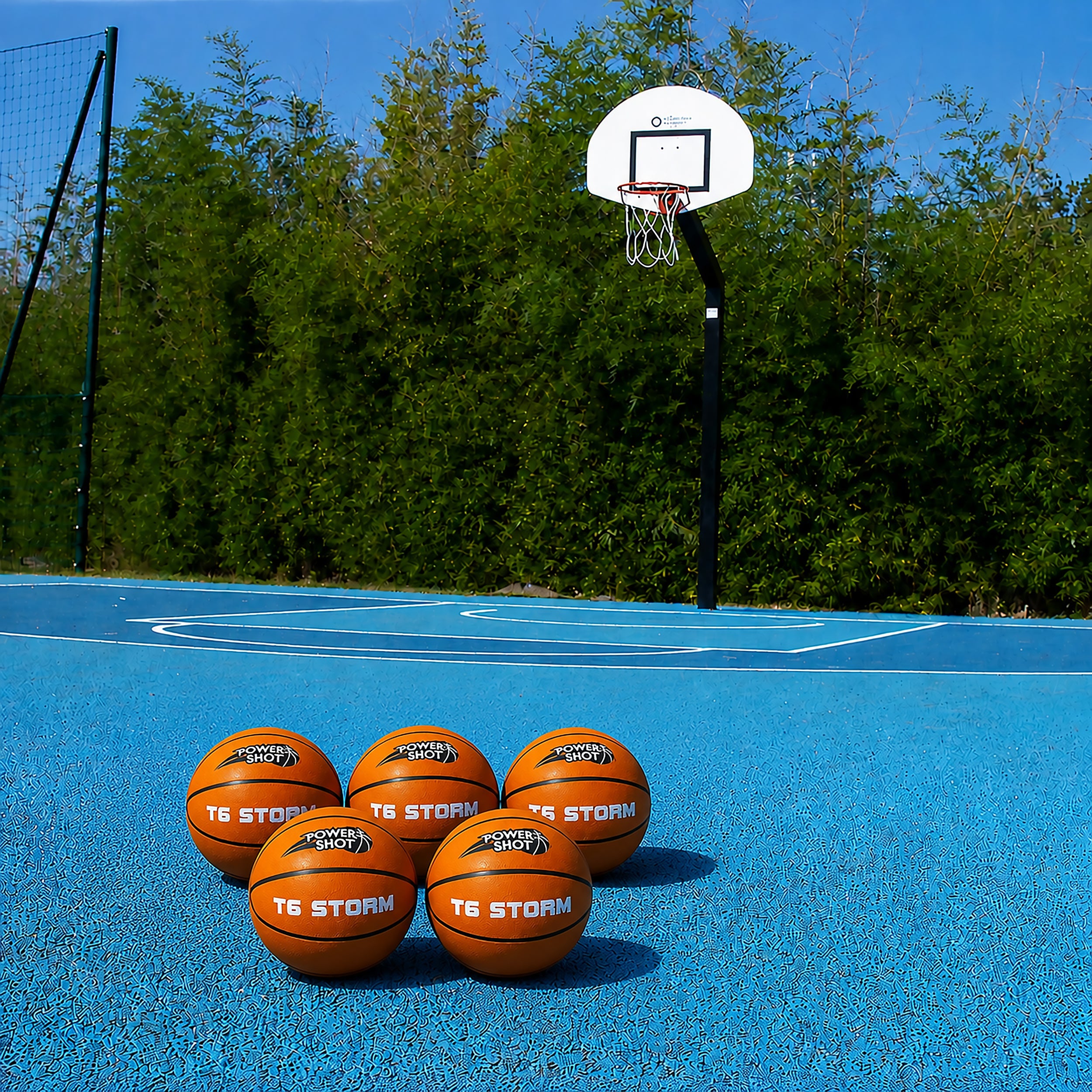 Set of 5 basketballs size 6 with free pump and storage bag