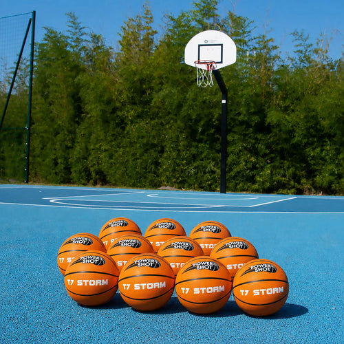 Set of 10 basketballs size 7 with free pump and storage bag
