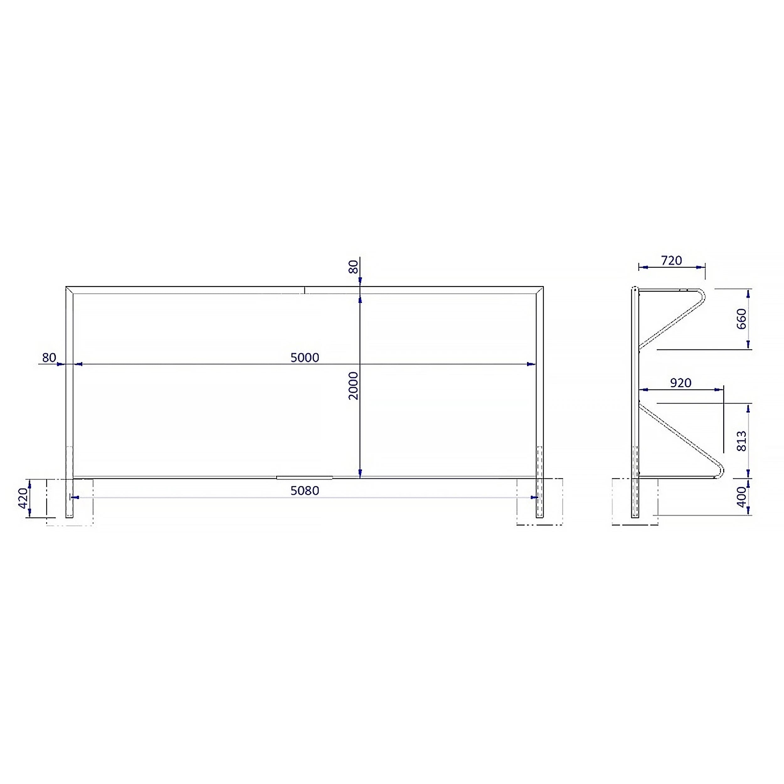 Football Goal - 5m x 2m - Aluminium - 80mm Powershot