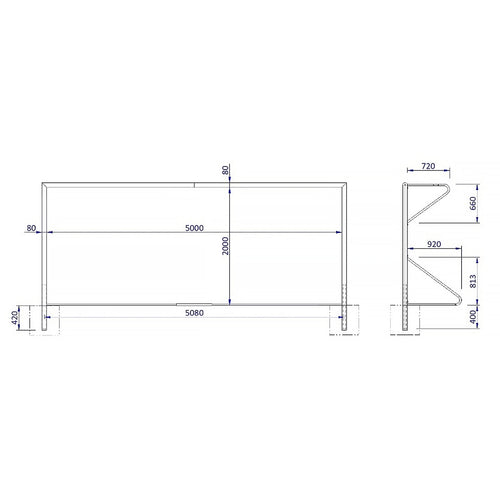 Football Goal - 5m x 2m - Aluminium - 80mm Powershot