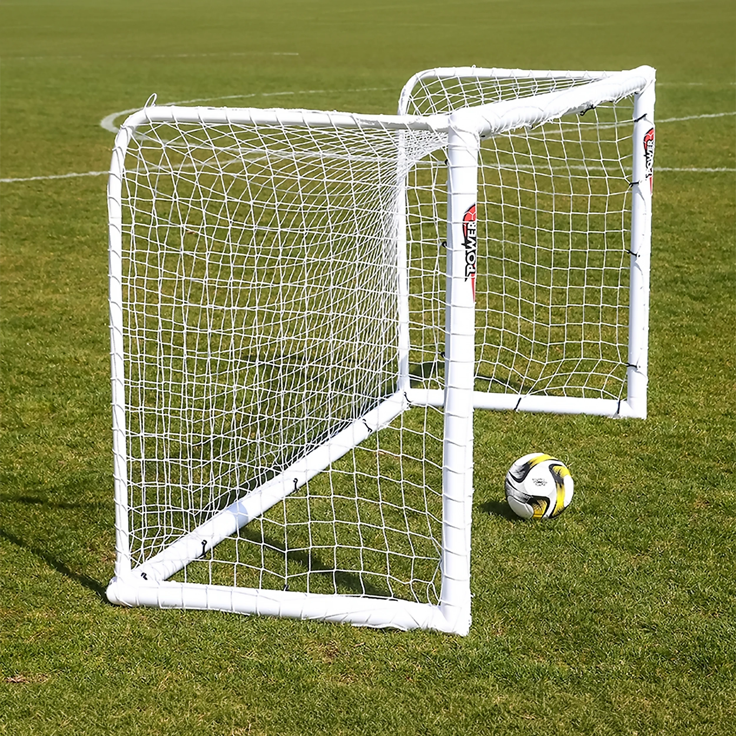 STADIUM Football goal - 2.4m x 1.2m - uPVC - White Powershot