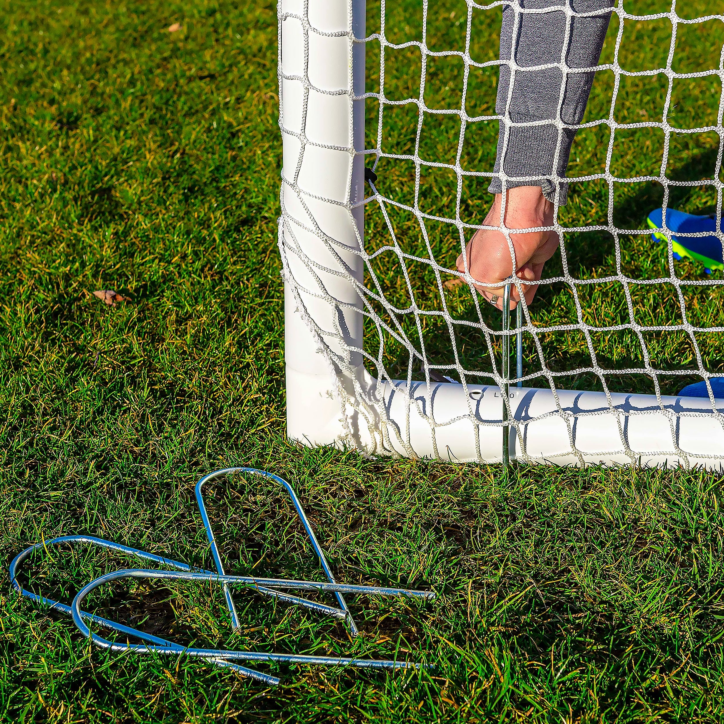 STADIUM Football Goal - 3m x 2m - uPVC - White Powershot