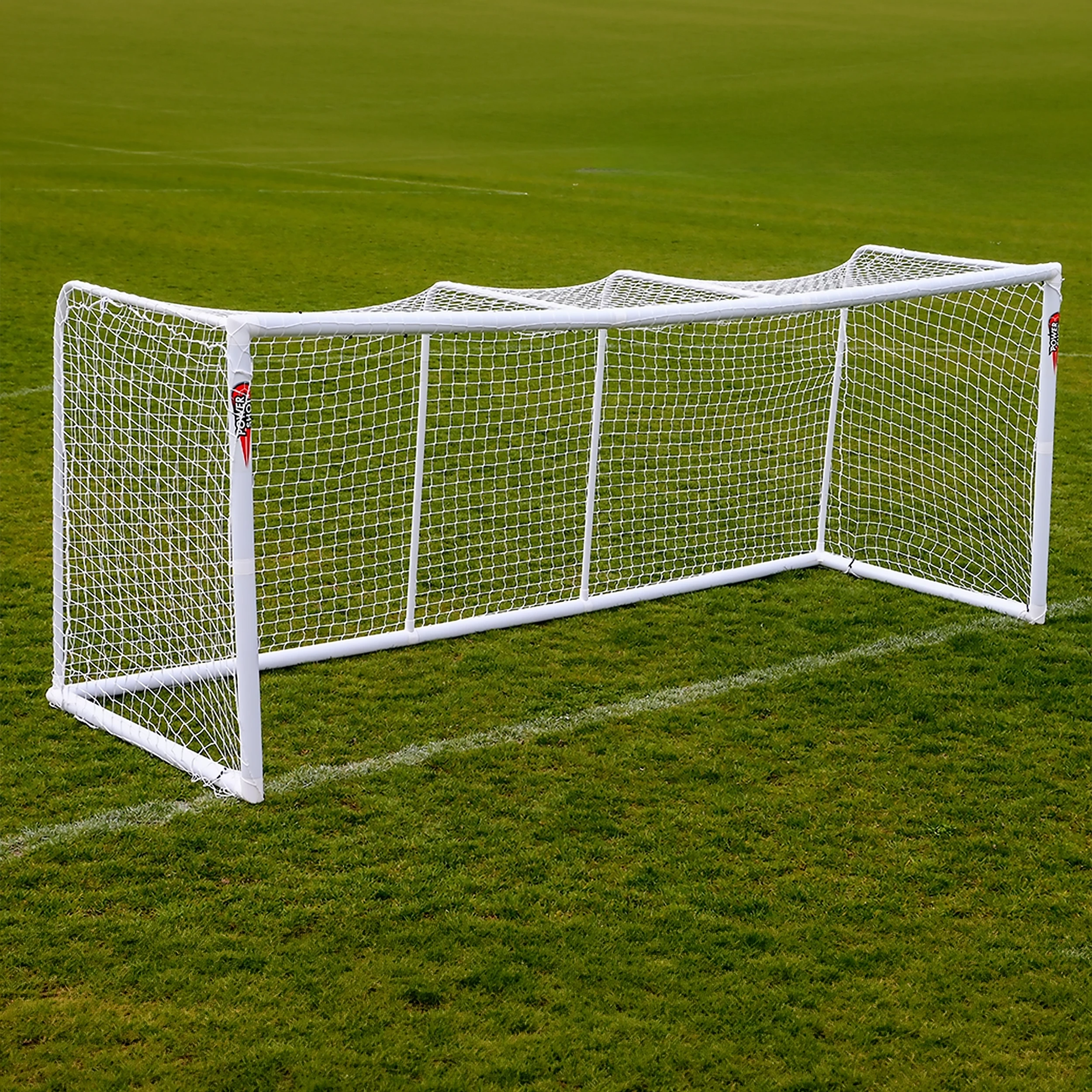 STADIUM Modular football goal - 4m x 1.5m and 3m x 1.5m - uPVC - White Powershot