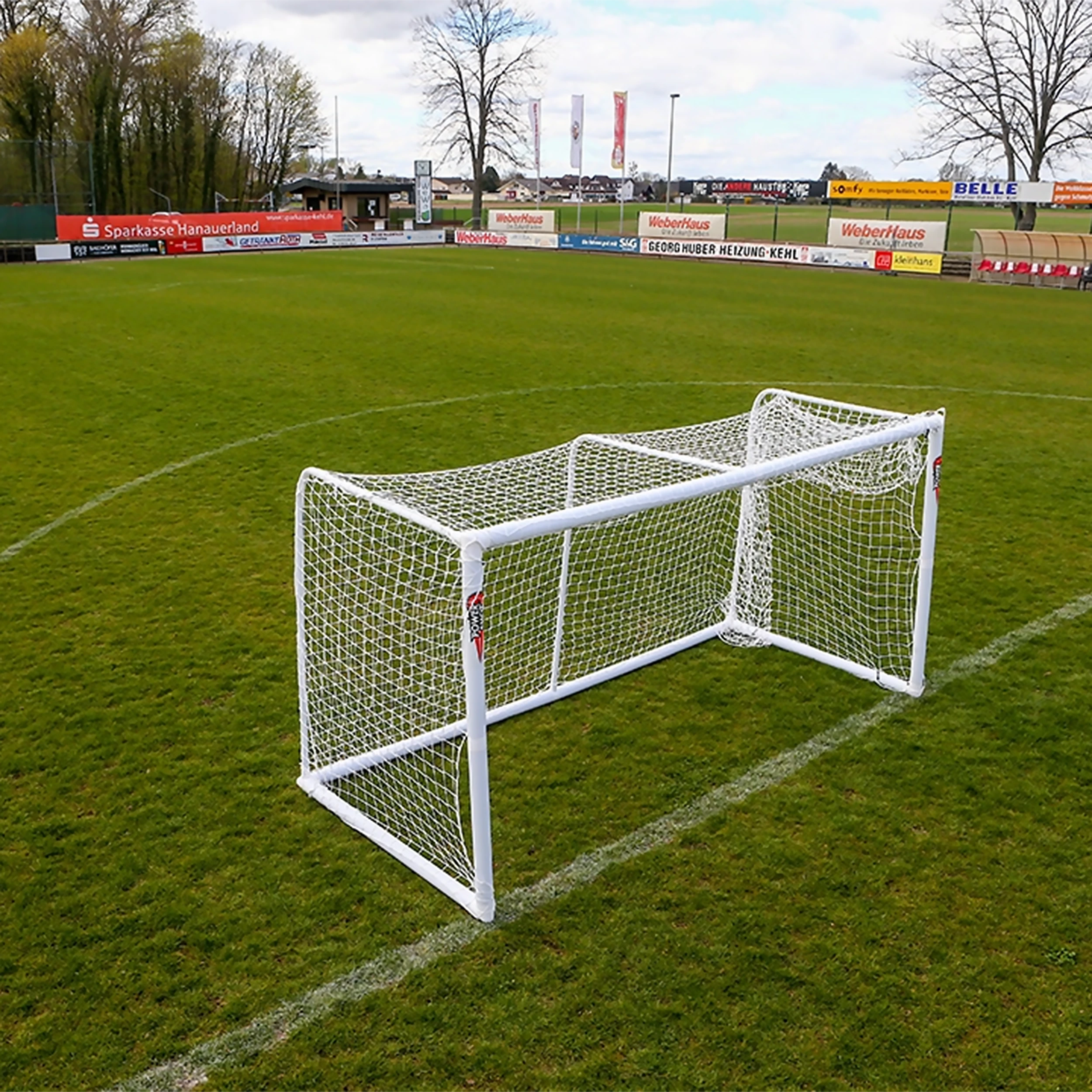 STADIUM Modular football goal - 4m x 1.5m and 3m x 1.5m - uPVC - White Powershot