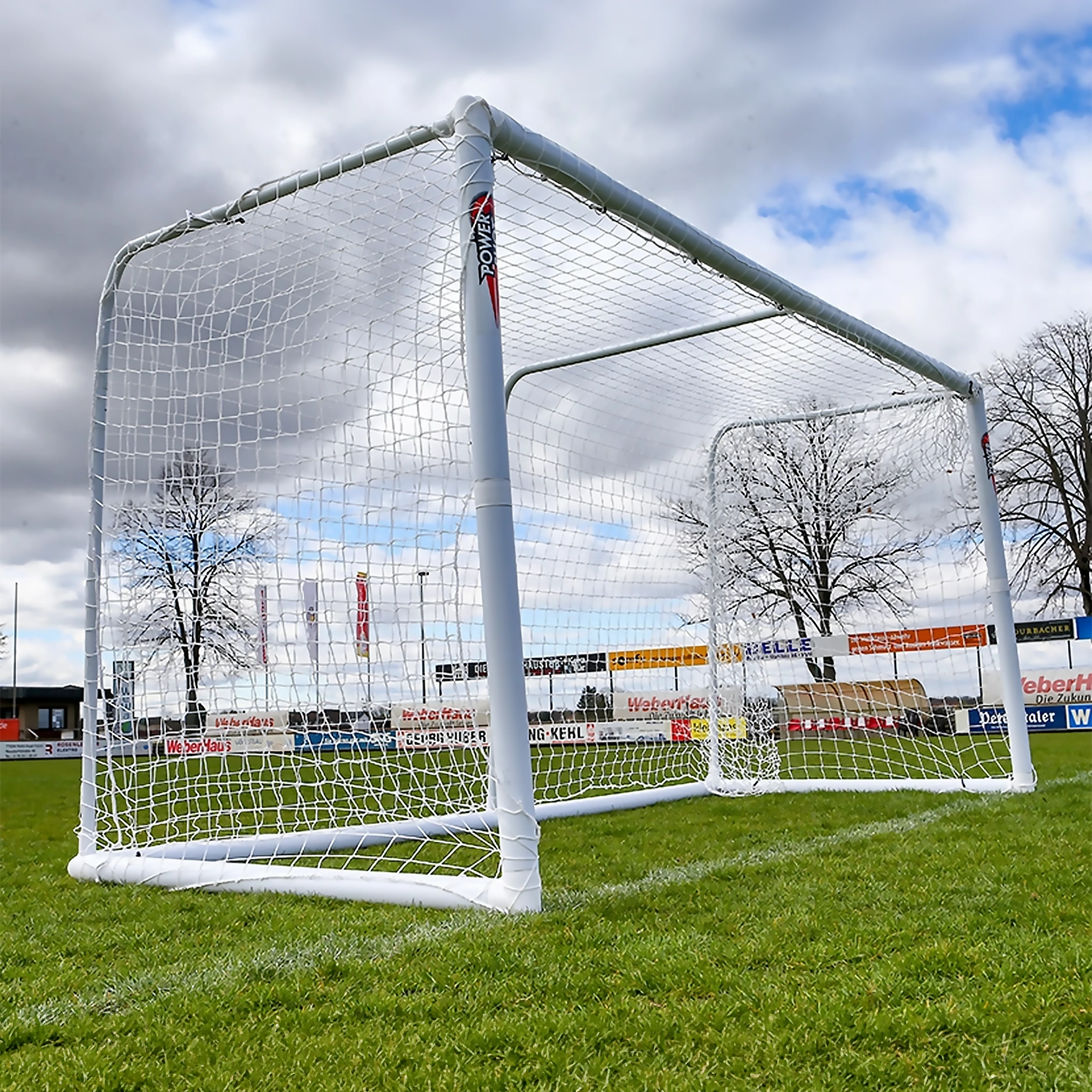 STADIUM Modular football goal - 4m x 1.5m and 3m x 1.5m - uPVC - White Powershot