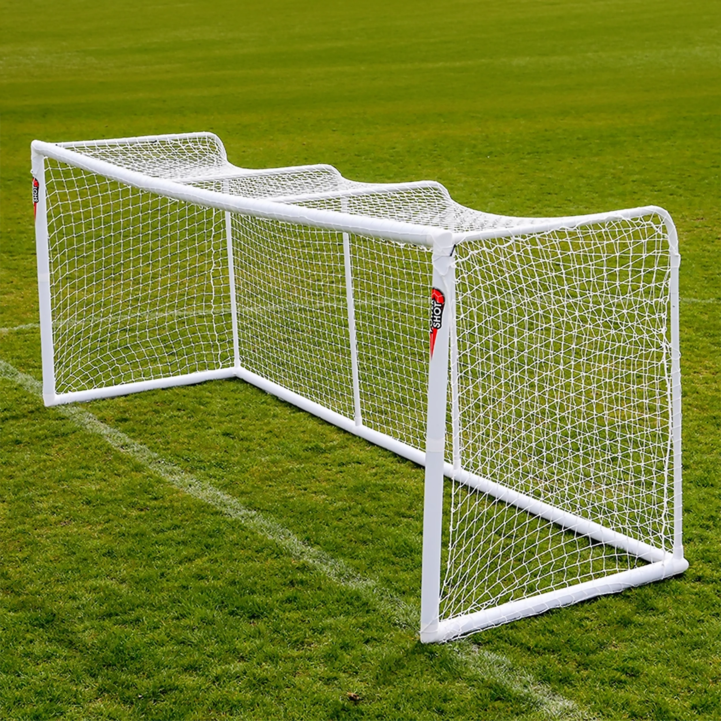 STADIUM Modular football goal - 4m x 1.5m and 3m x 1.5m - uPVC - White Powershot