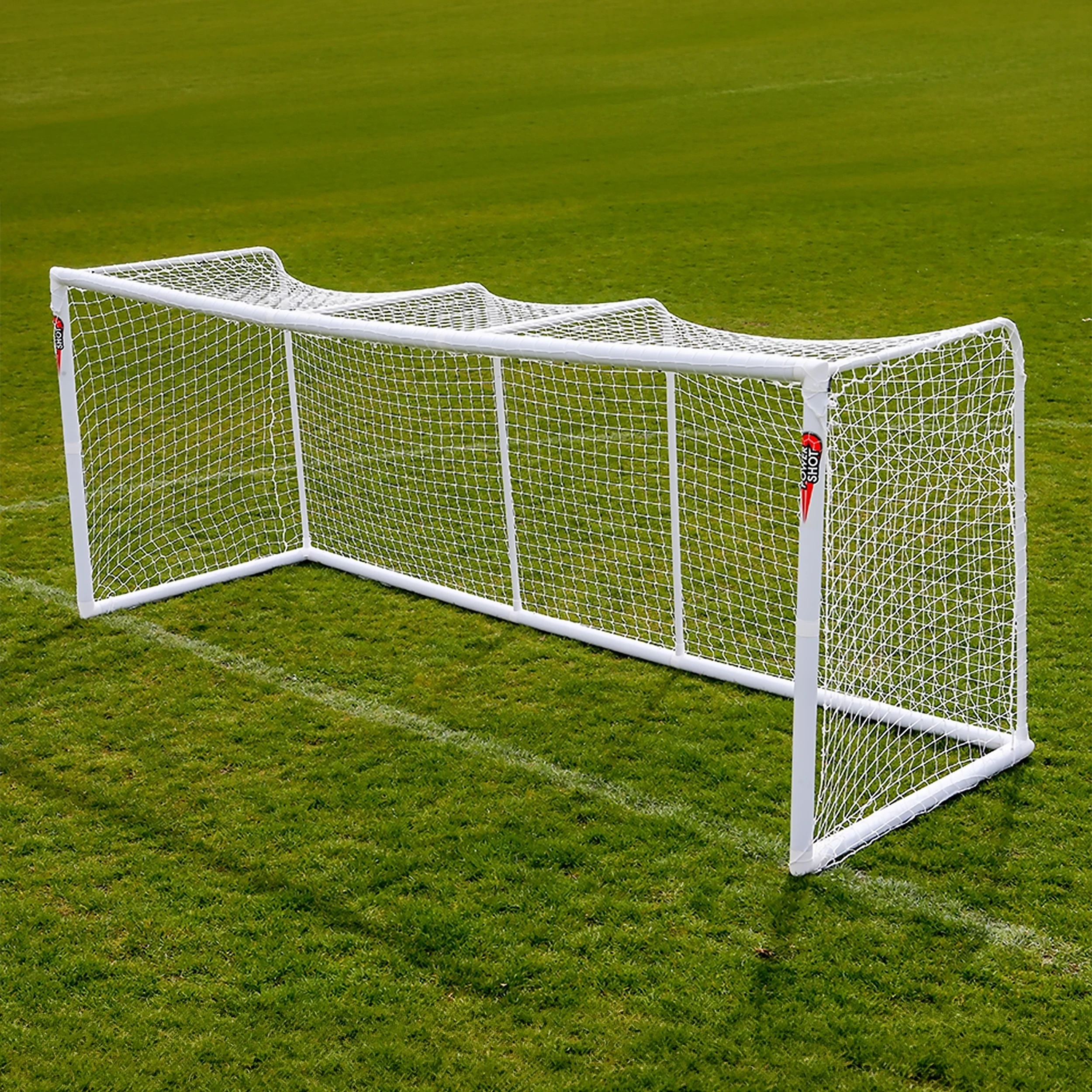 STADIUM Modular football goal - 4m x 1.5m and 3m x 1.5m - uPVC - White Powershot