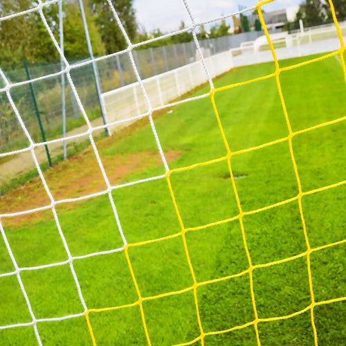 Football net white/yellow- 7.5m x 2.5m x 0.8m x 2m