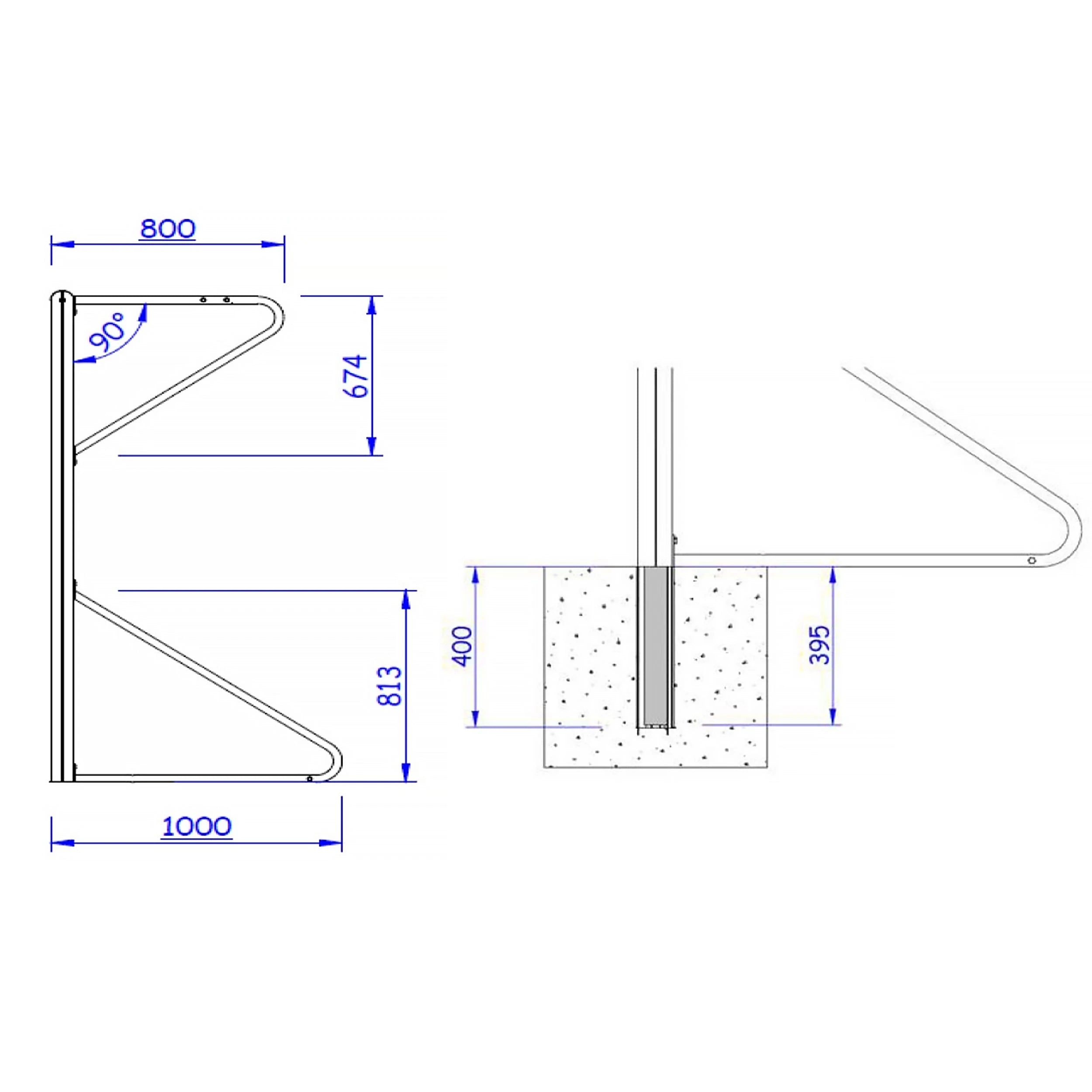 Socketed handball goal - 3m x 2m - steel