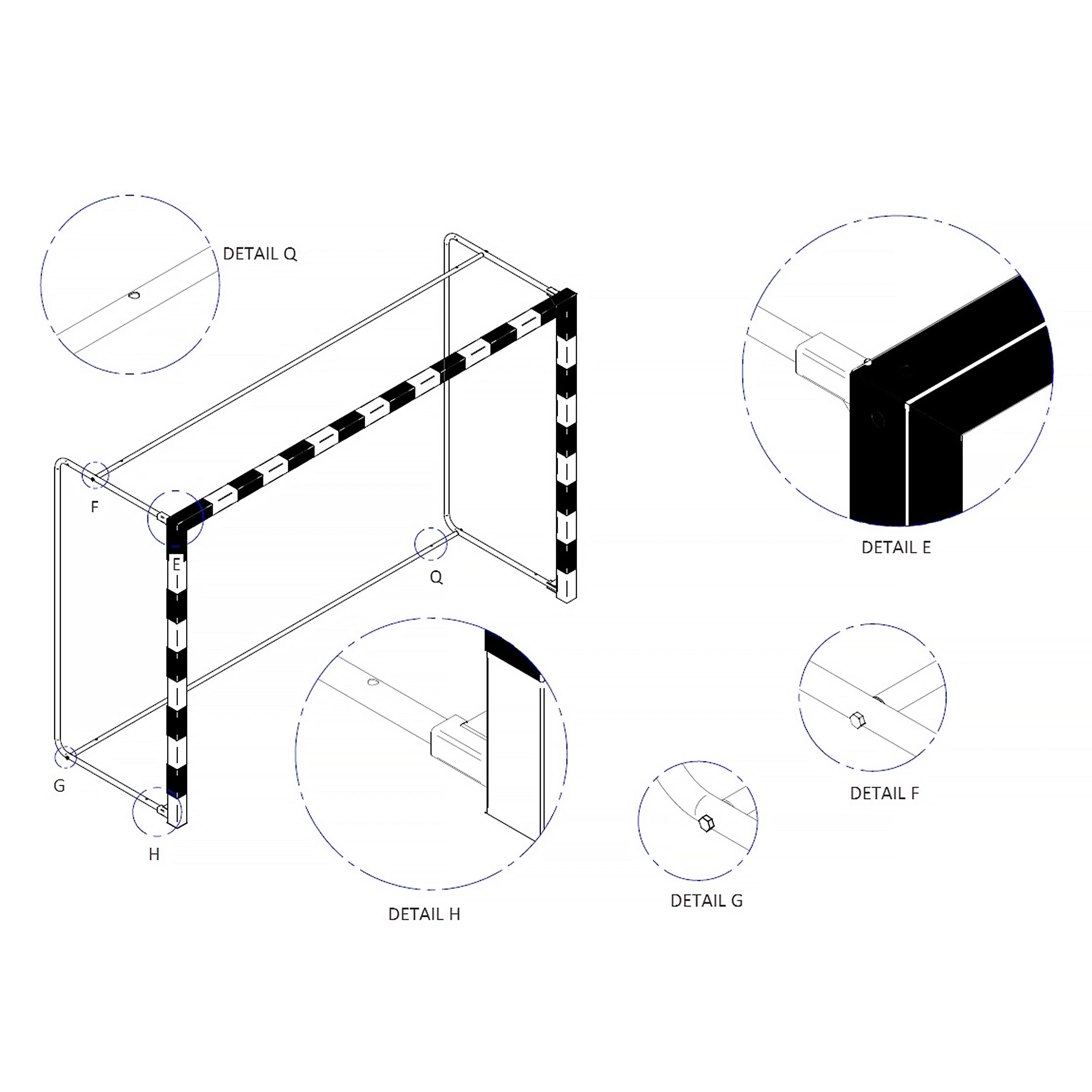 Aluminium handball goal transportable and foldable - 3m x 2m