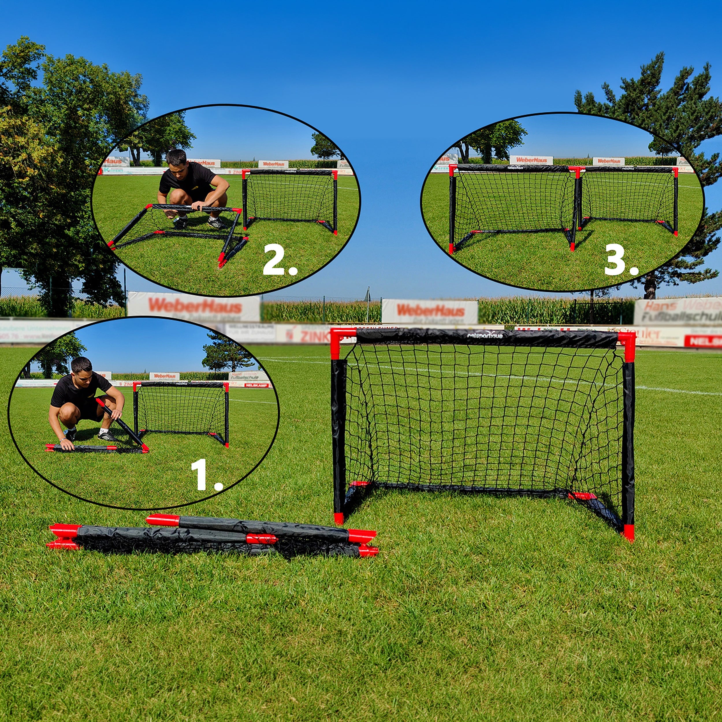 Foldable football goal - 90cm x 60cm - free ball Netsportique