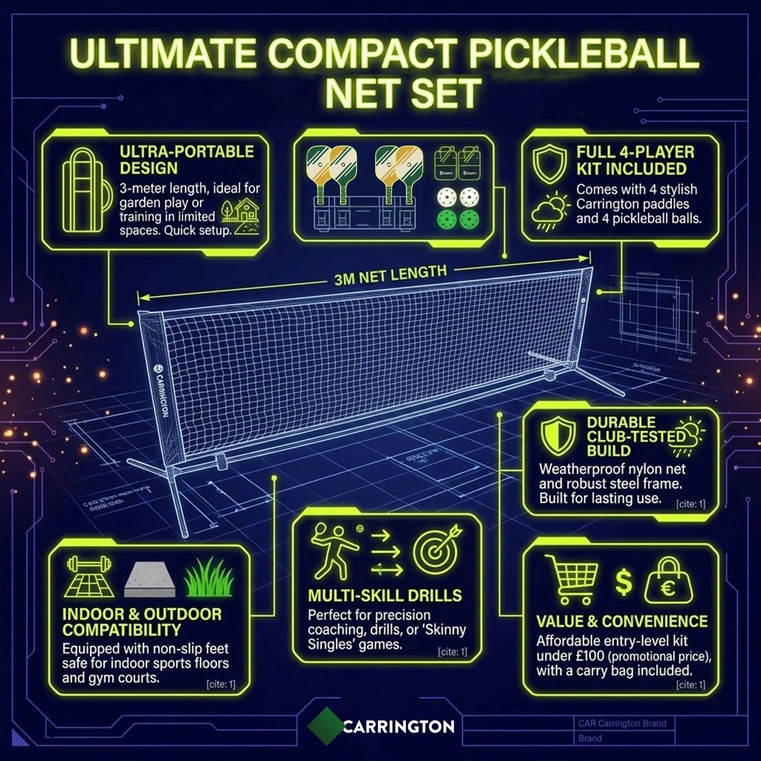 Pickleball net set Carrington